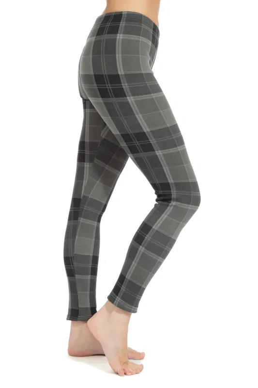 Greyish Plaid - Cozy Lined Leggings made by Just Cozy