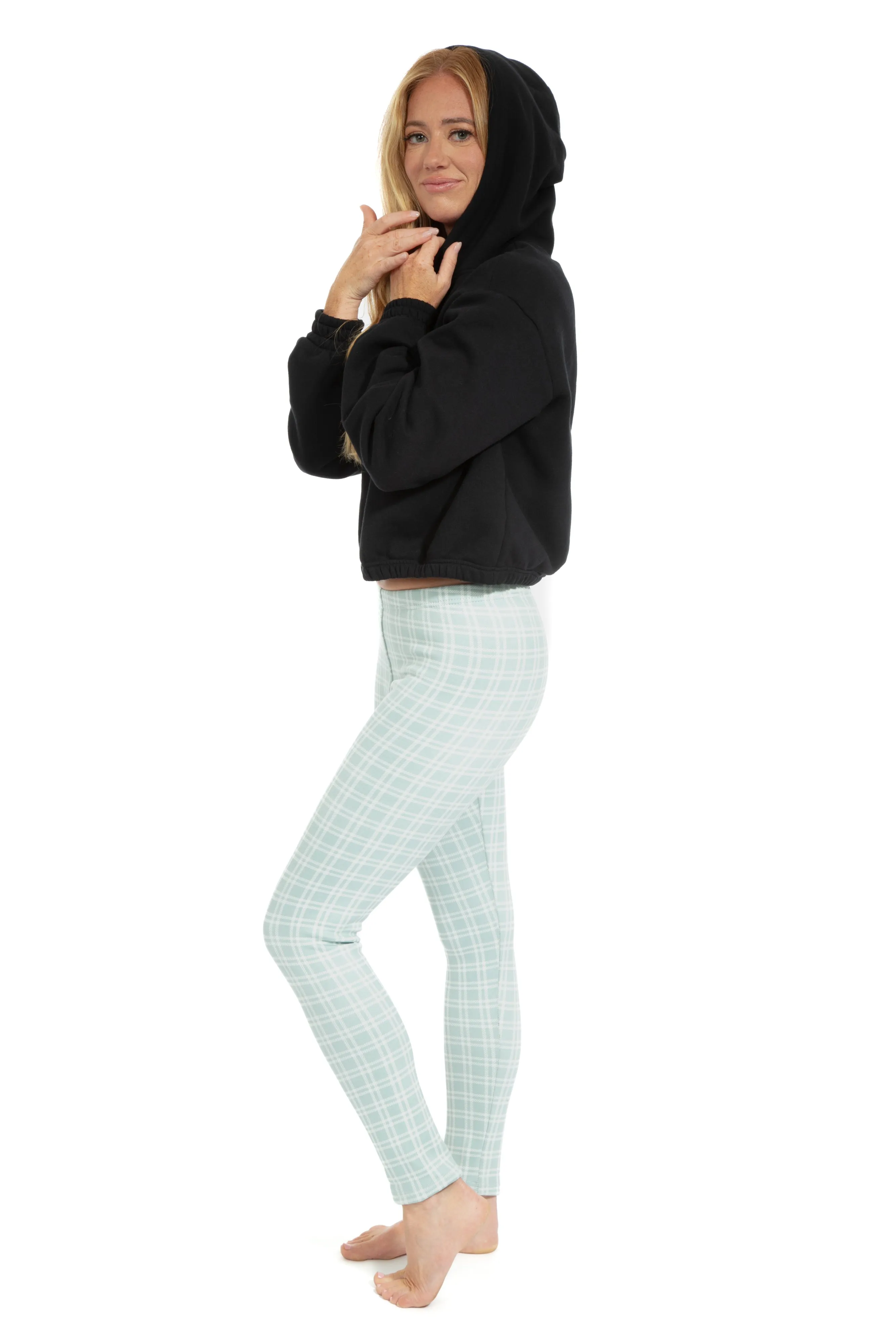 Aqua Plaid - Cozy Lined Leggings sold by Just Cozy product image thumbnail 5