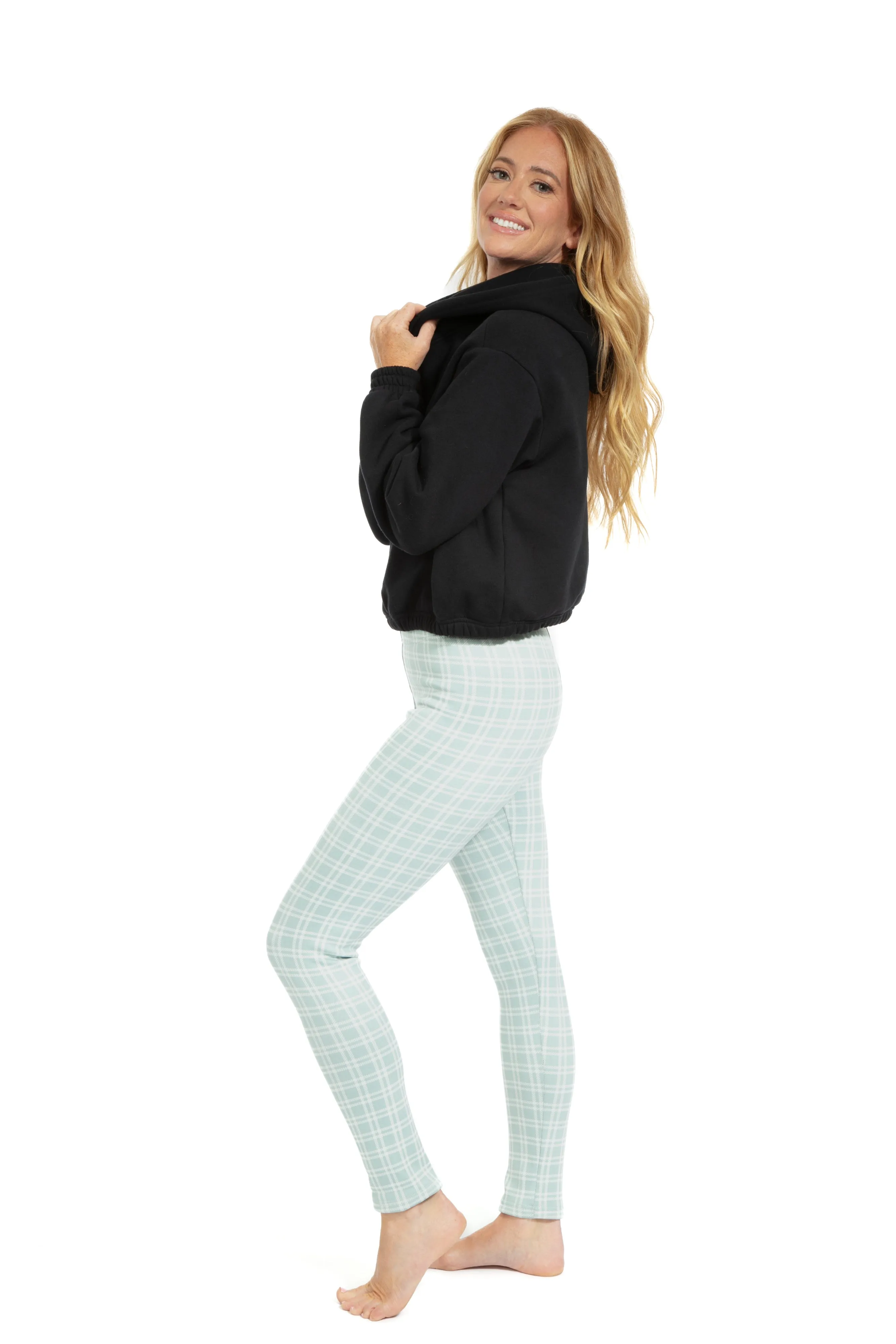 Aqua Plaid - Cozy Lined Leggings sold by Just Cozy product image thumbnail 3