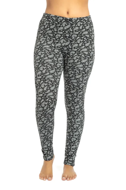 B&W Paisley - Cozy Lined Leggings sold by Just Cozy