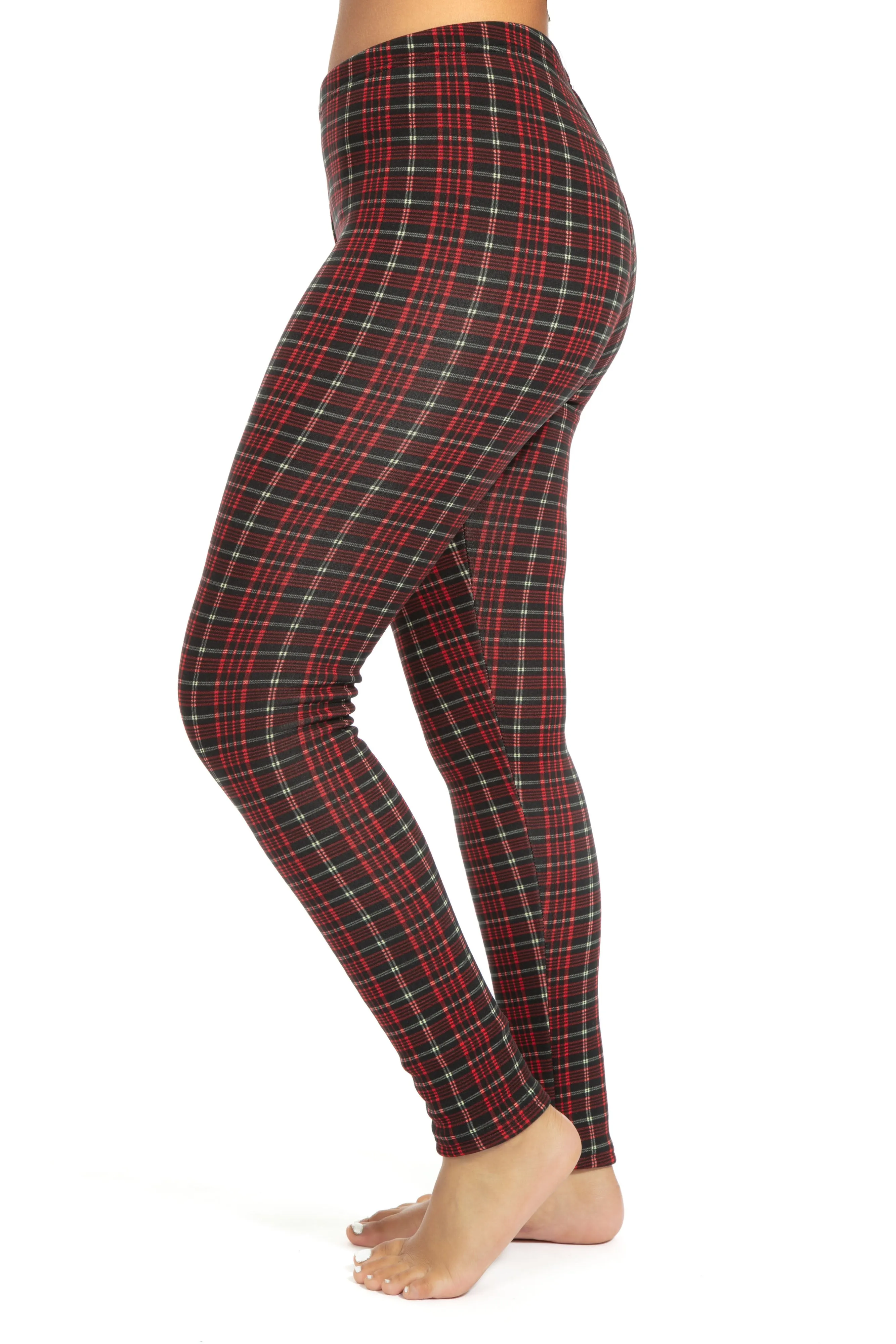 Reddish Plaid - Cozy Lined Leggings sold by Just Cozy