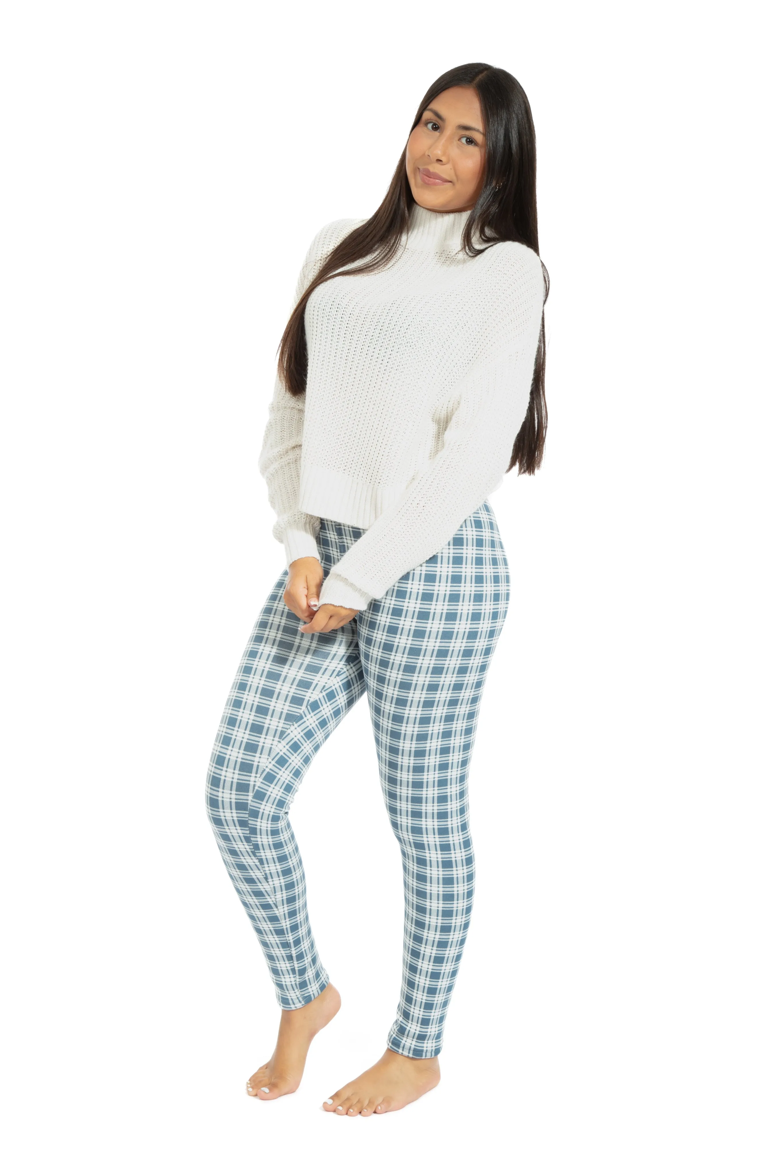 Bluish Tartan - Cozy Lined Leggings sold by Just Cozy product image thumbnail 4