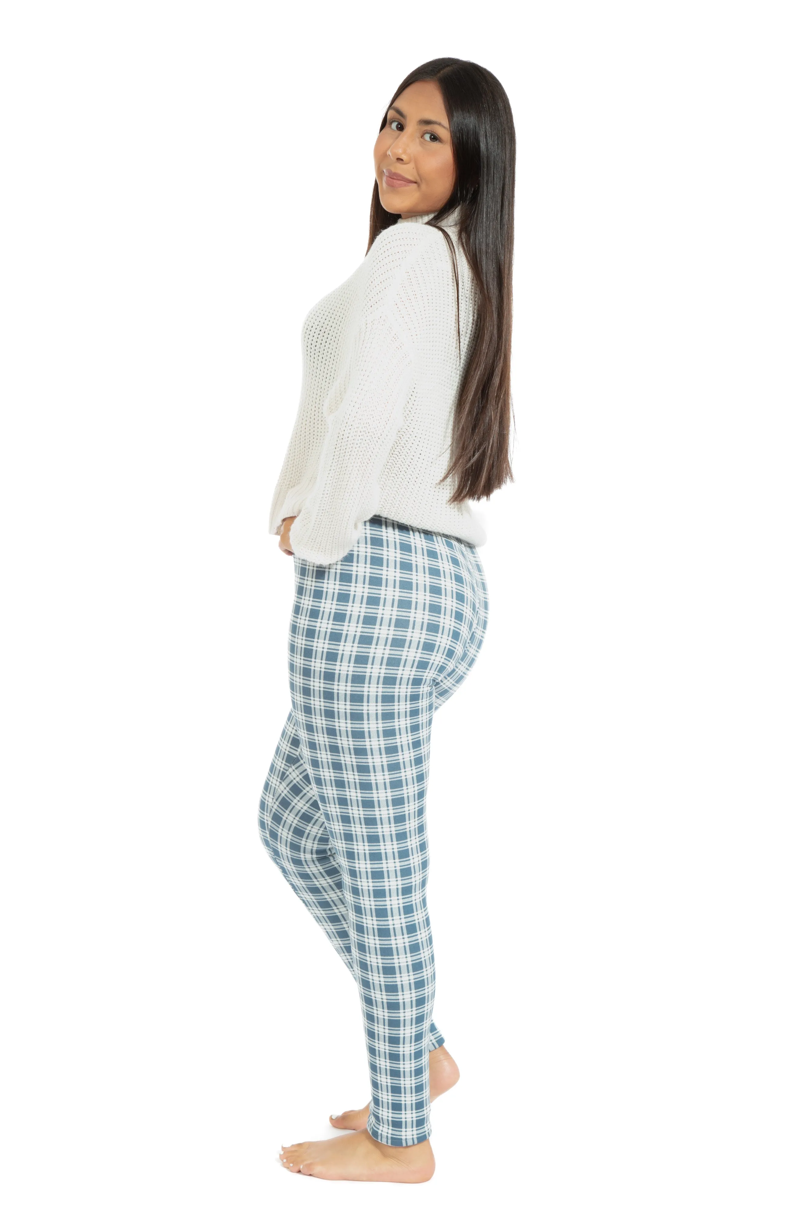 Bluish Tartan - Cozy Lined Leggings sold by Just Cozy product image thumbnail 2
