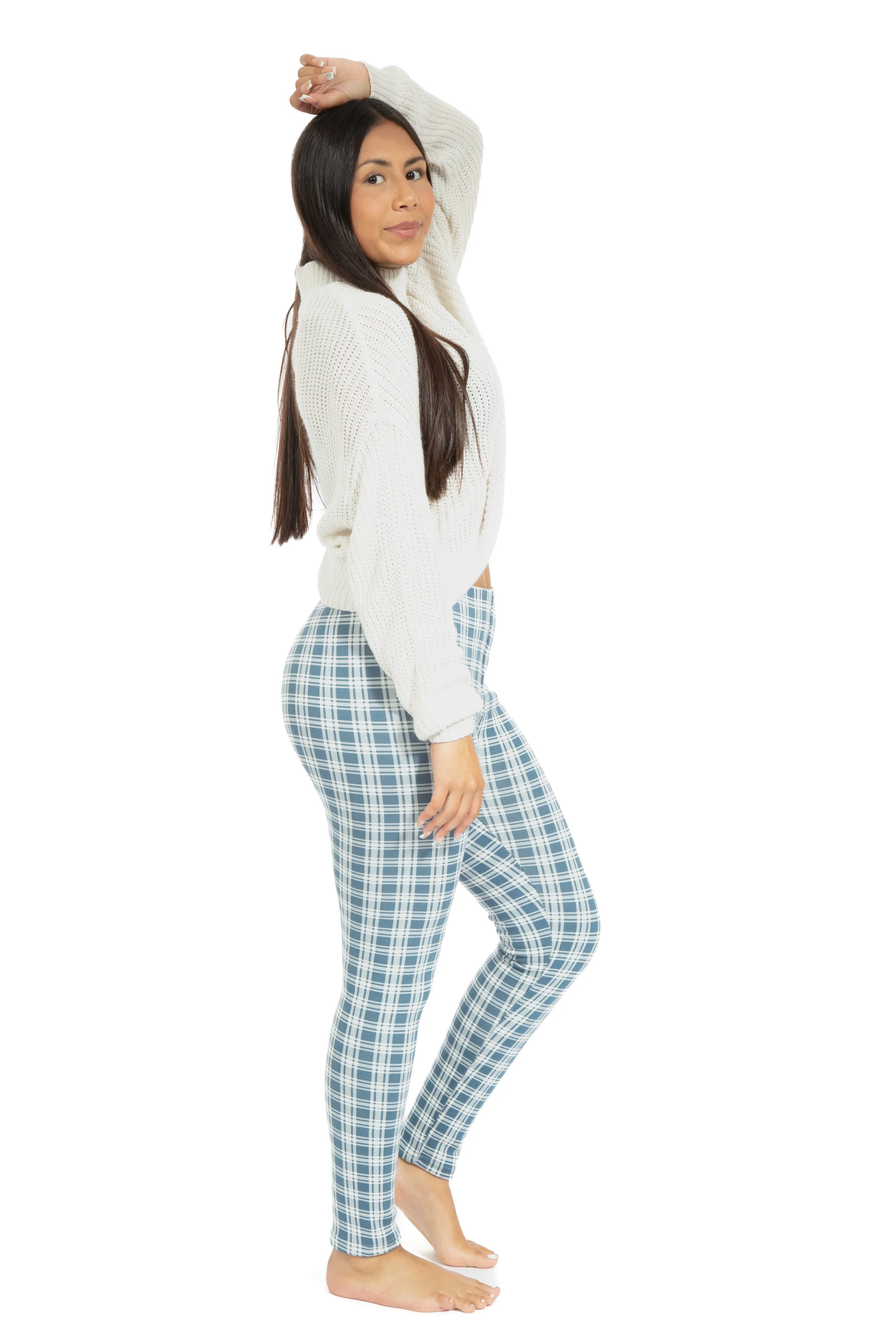 Bluish Tartan - Cozy Lined Leggings sold by Just Cozy product image thumbnail 3