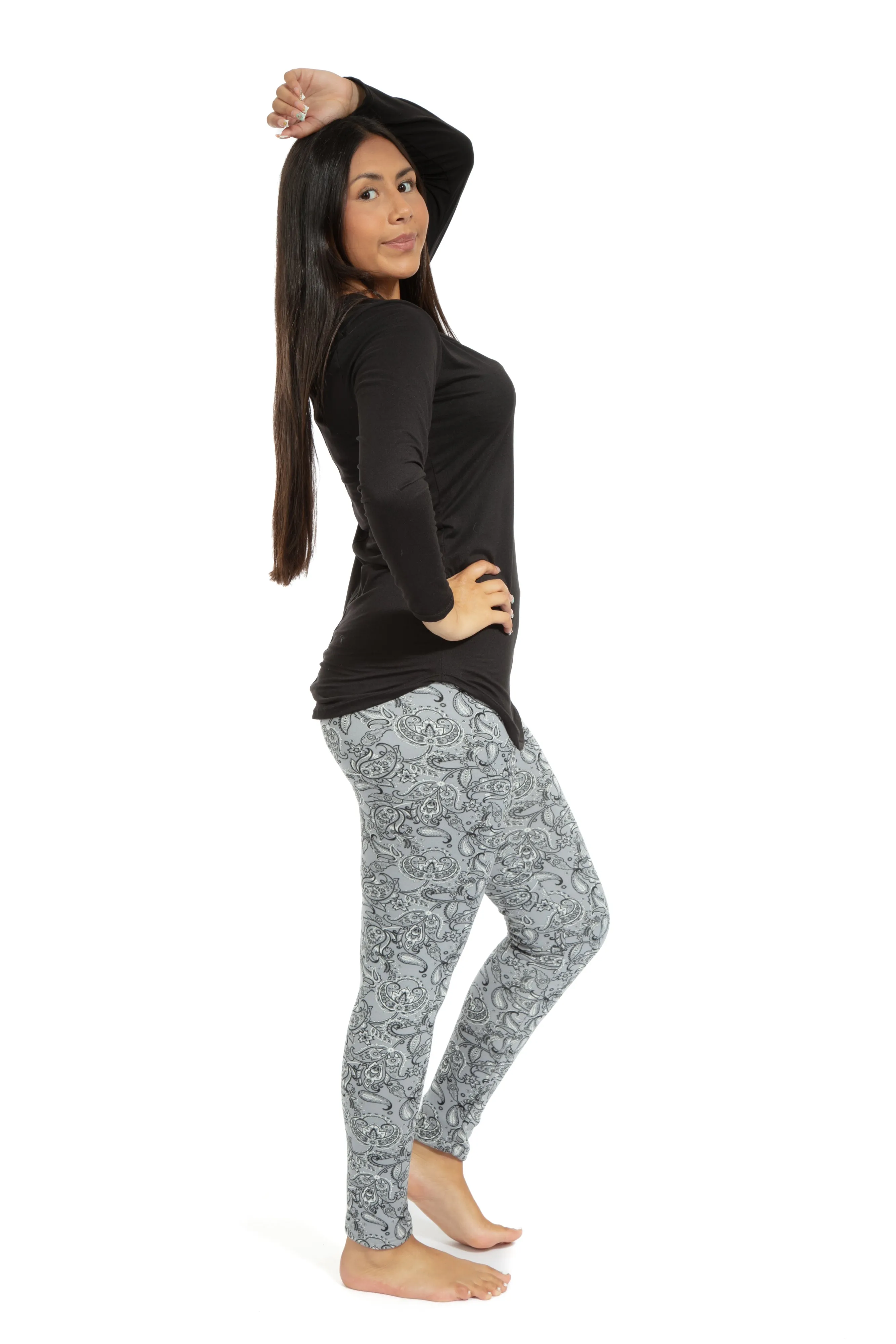 Gray Paisley - Cozy Lined Leggings sold by Just Cozy product image thumbnail 3