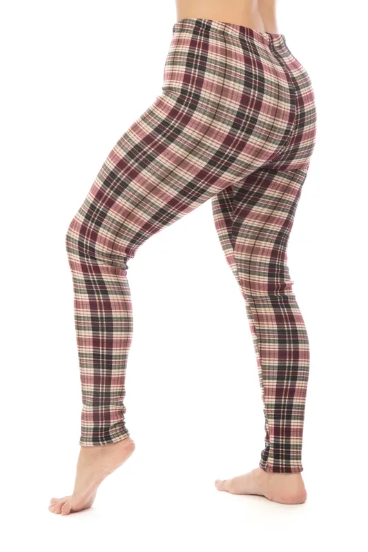 Burgundy Plaid - Cozy Lined Leggings sold by Just Cozy