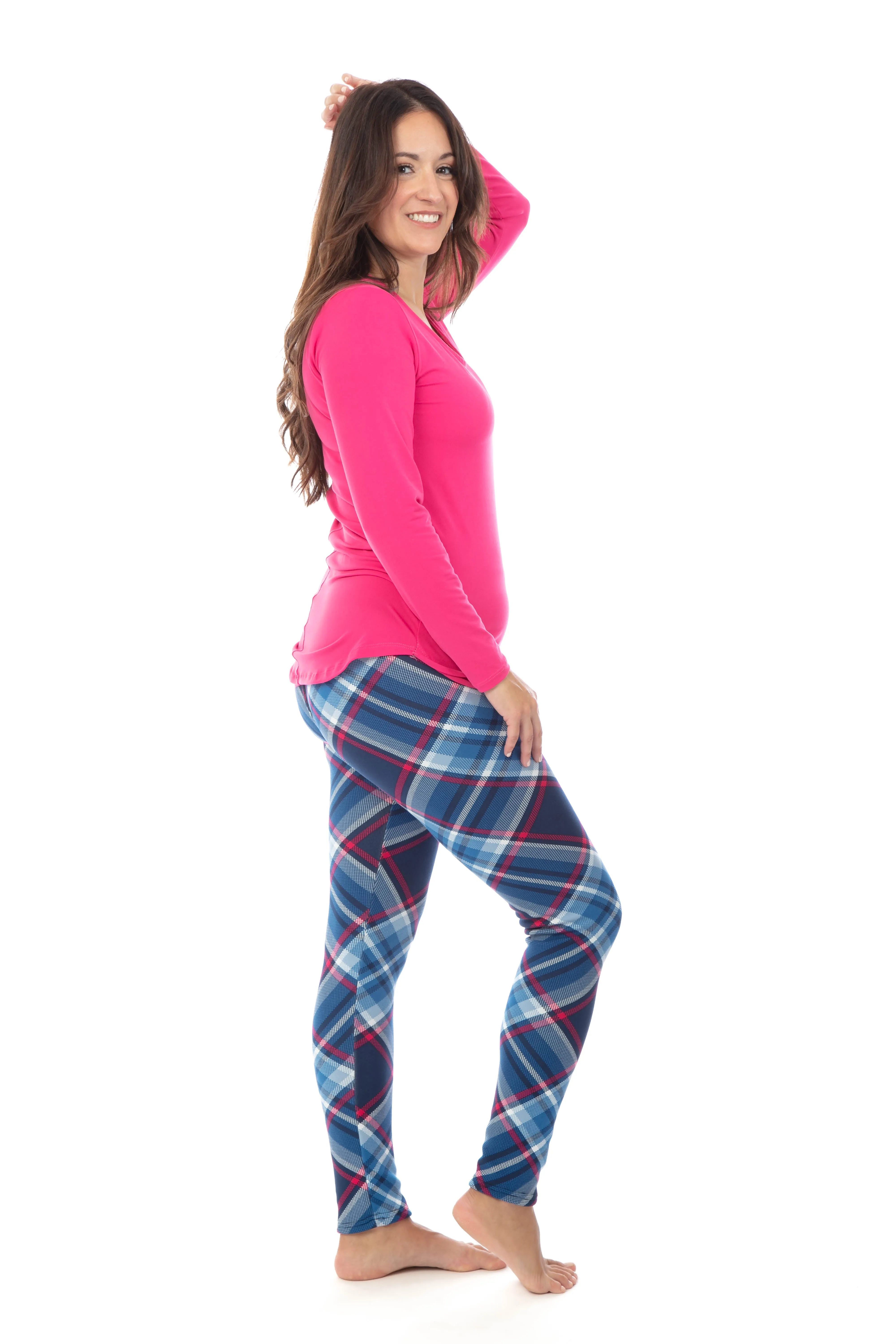 Blue & Fuchsia Squares - Cozy Lined Leggings sold by Just Cozy product image thumbnail 4