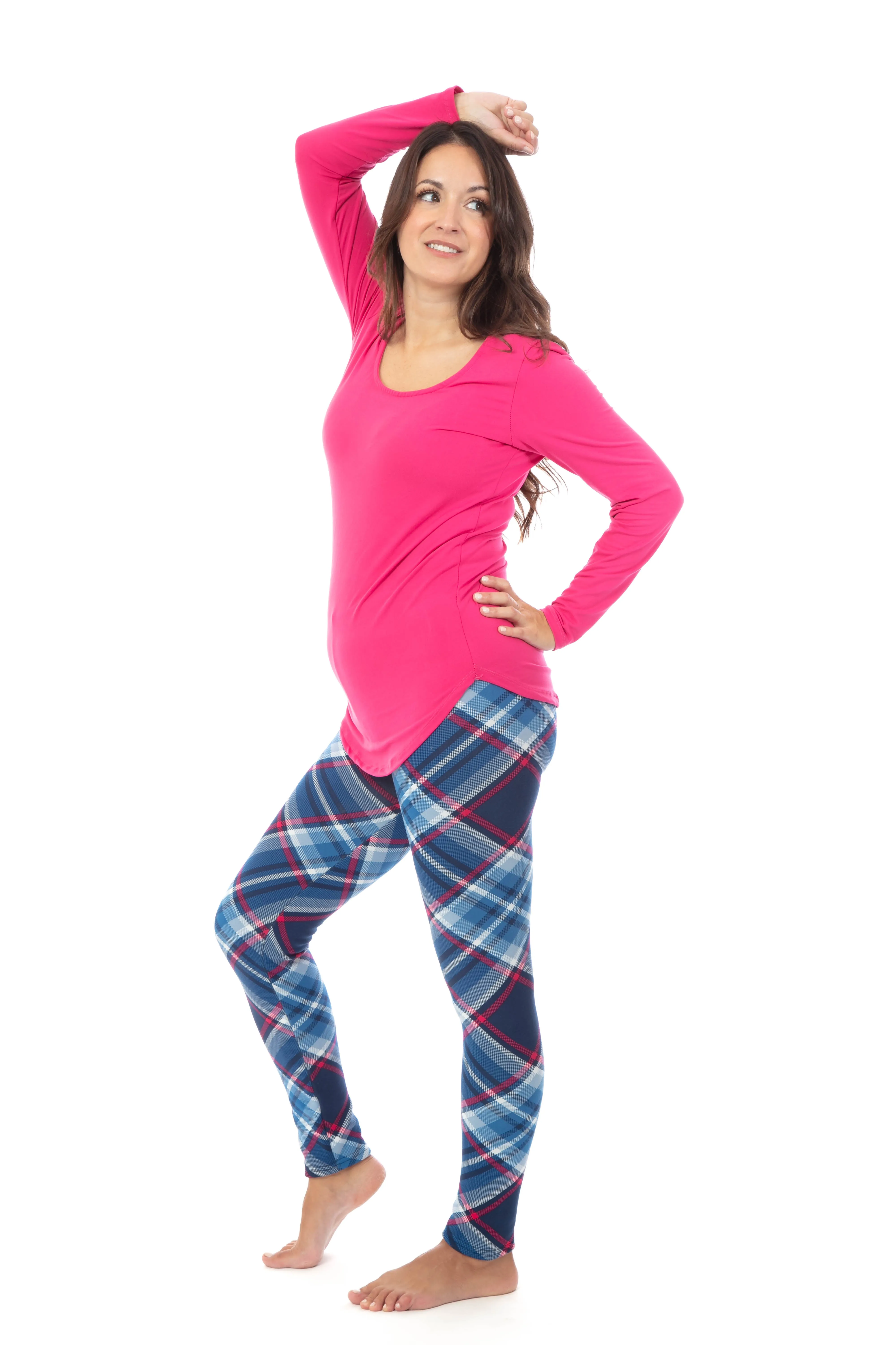 Blue & Fuchsia Squares - Cozy Lined Leggings sold by Just Cozy product image thumbnail 5