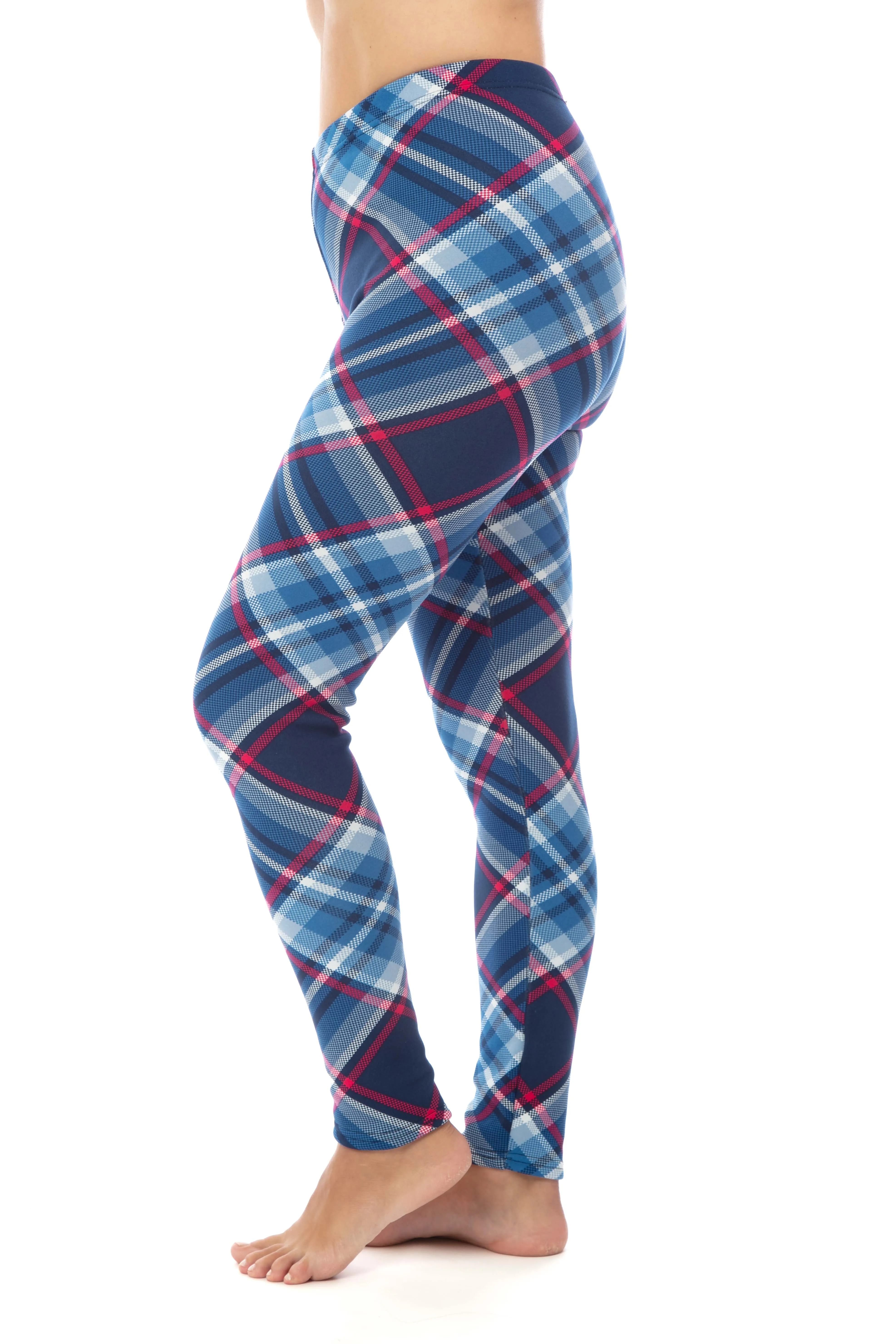 Blue & Fuchsia Squares - Cozy Lined Leggings sold by Just Cozy