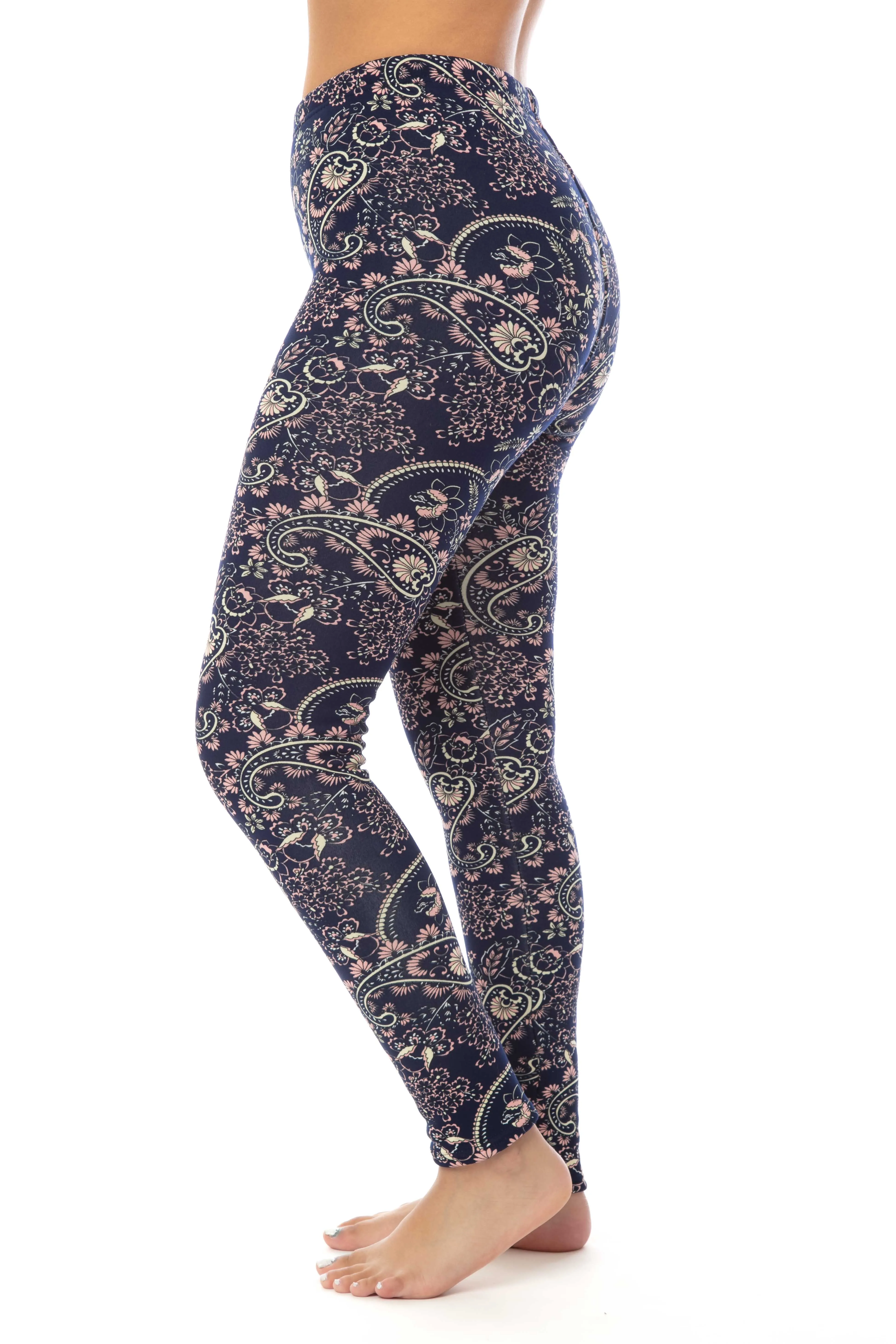 Peach Paisley - Cozy Lined Leggings sold by Just Cozy