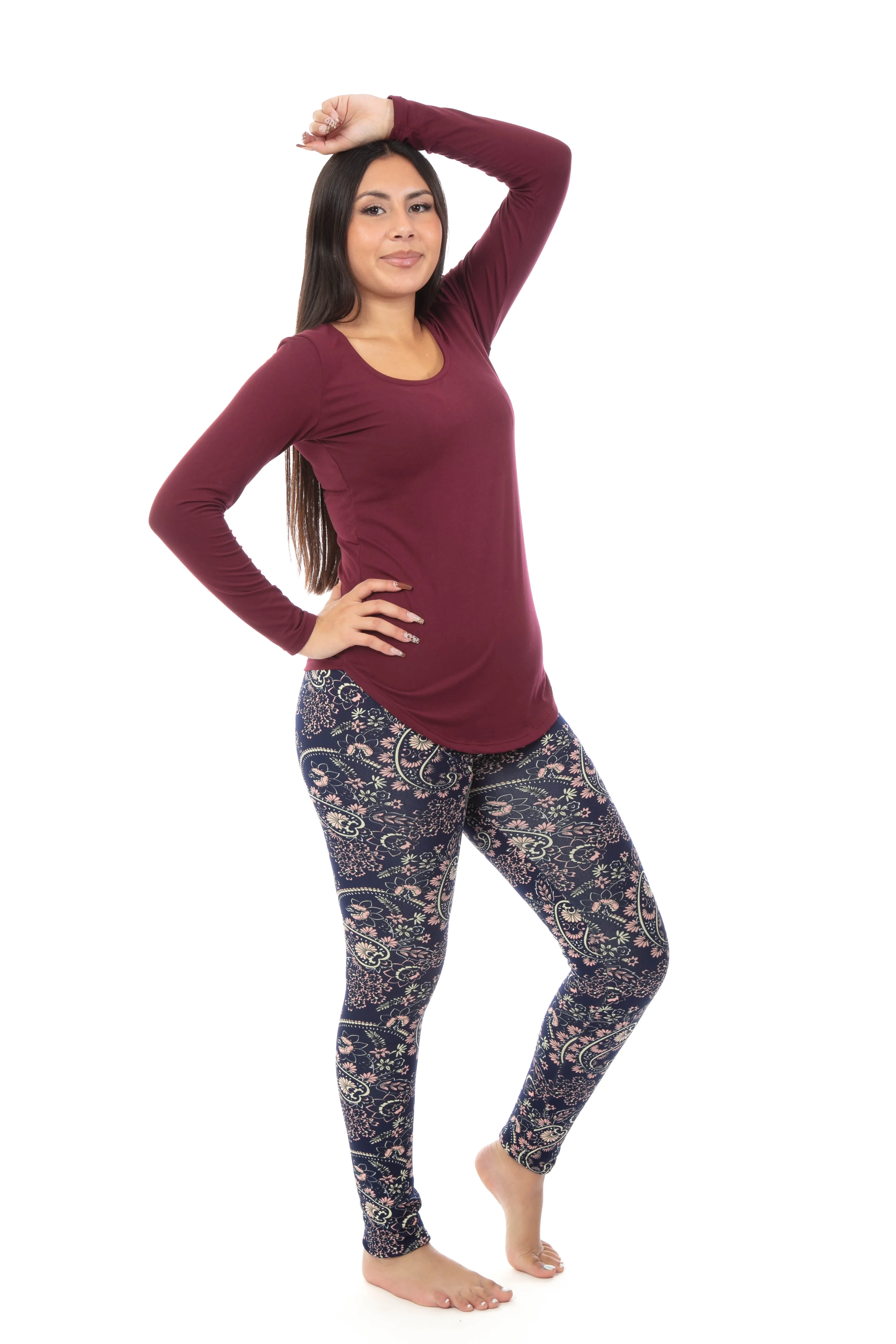 Peach Paisley - Cozy Lined Leggings sold by Just Cozy product image thumbnail 3