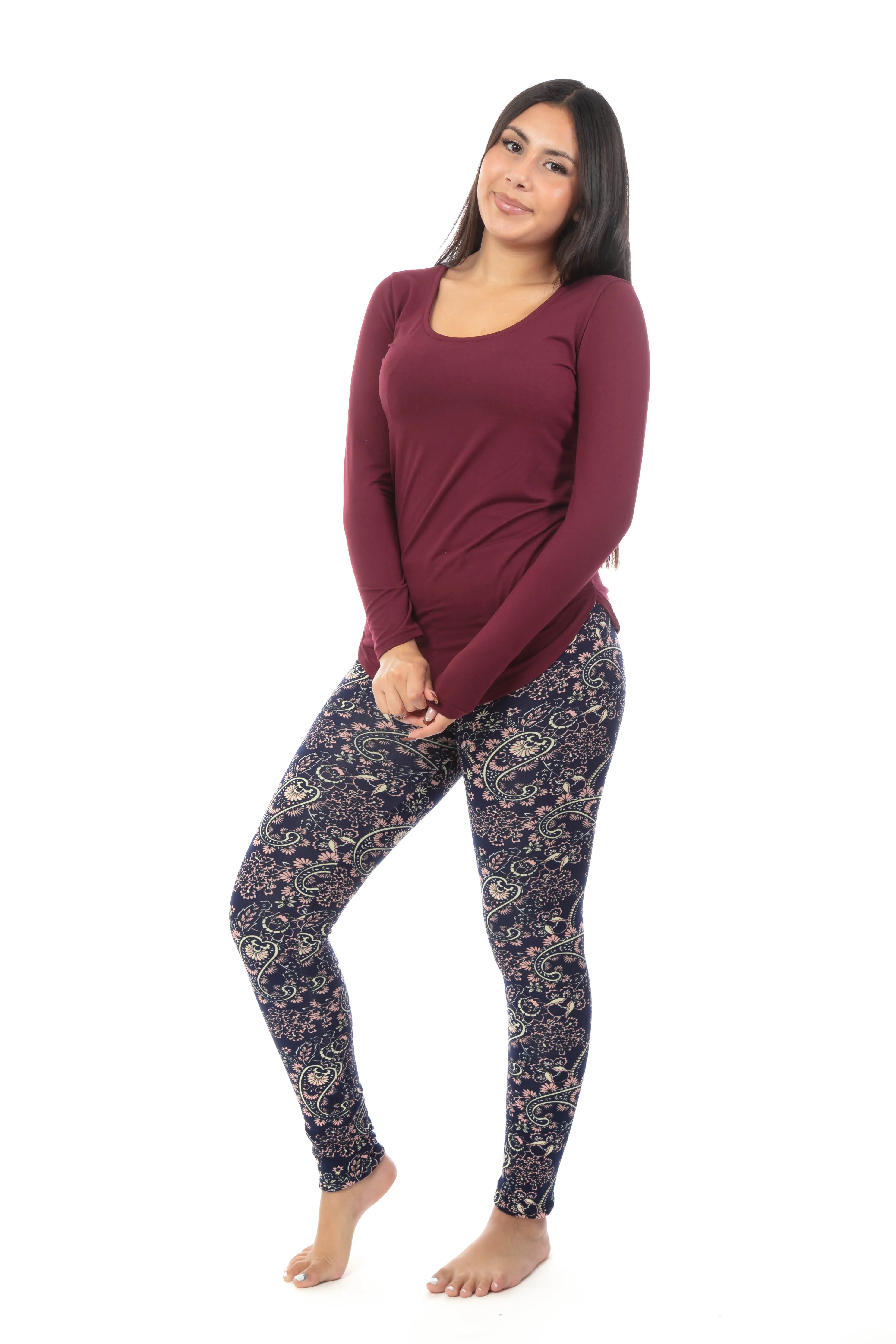 Peach Paisley - Cozy Lined Leggings sold by Just Cozy product image thumbnail 4