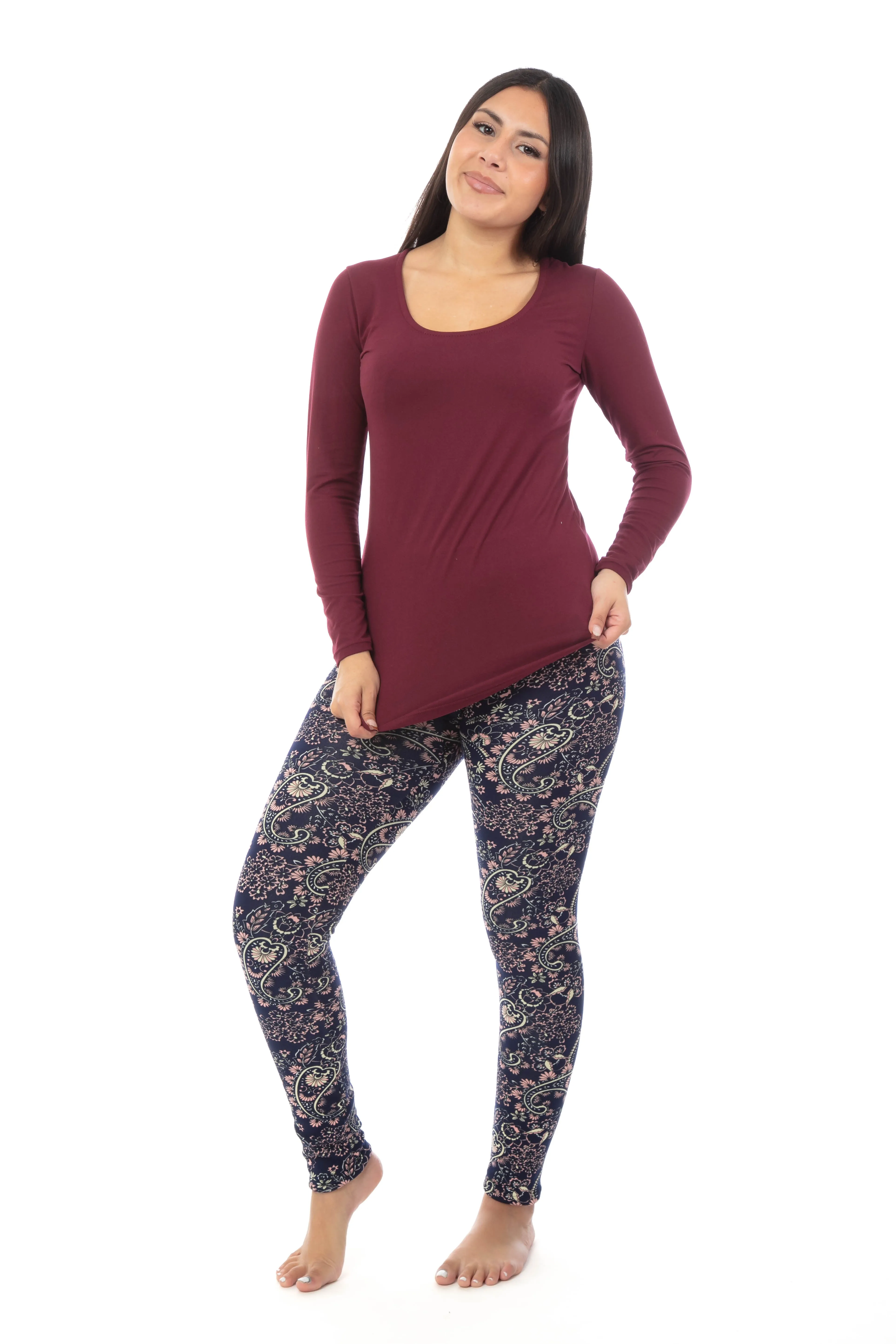 Peach Paisley - Cozy Lined Leggings sold by Just Cozy product image thumbnail 2