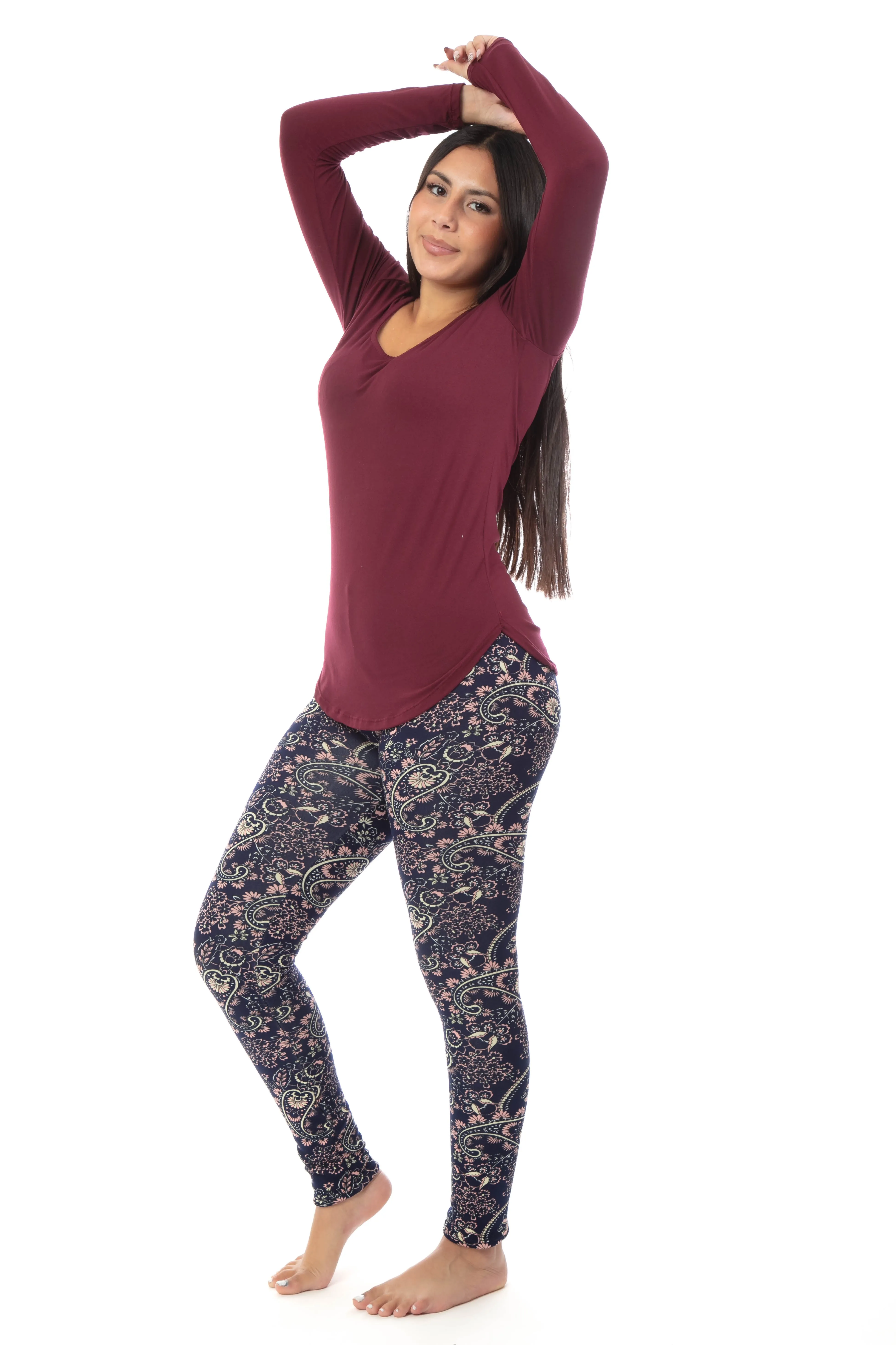 Peach Paisley - Cozy Lined Leggings sold by Just Cozy product image thumbnail 5