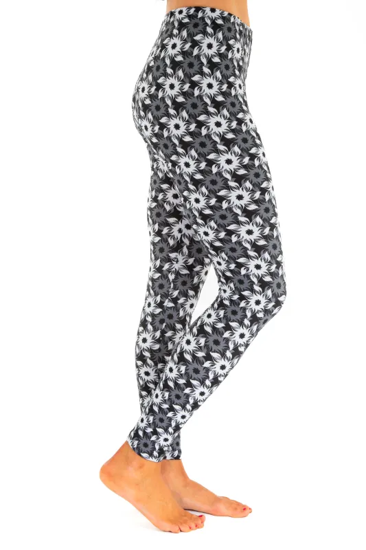 Grey & White Flowers - All Season Leggings sold by Just Cozy
