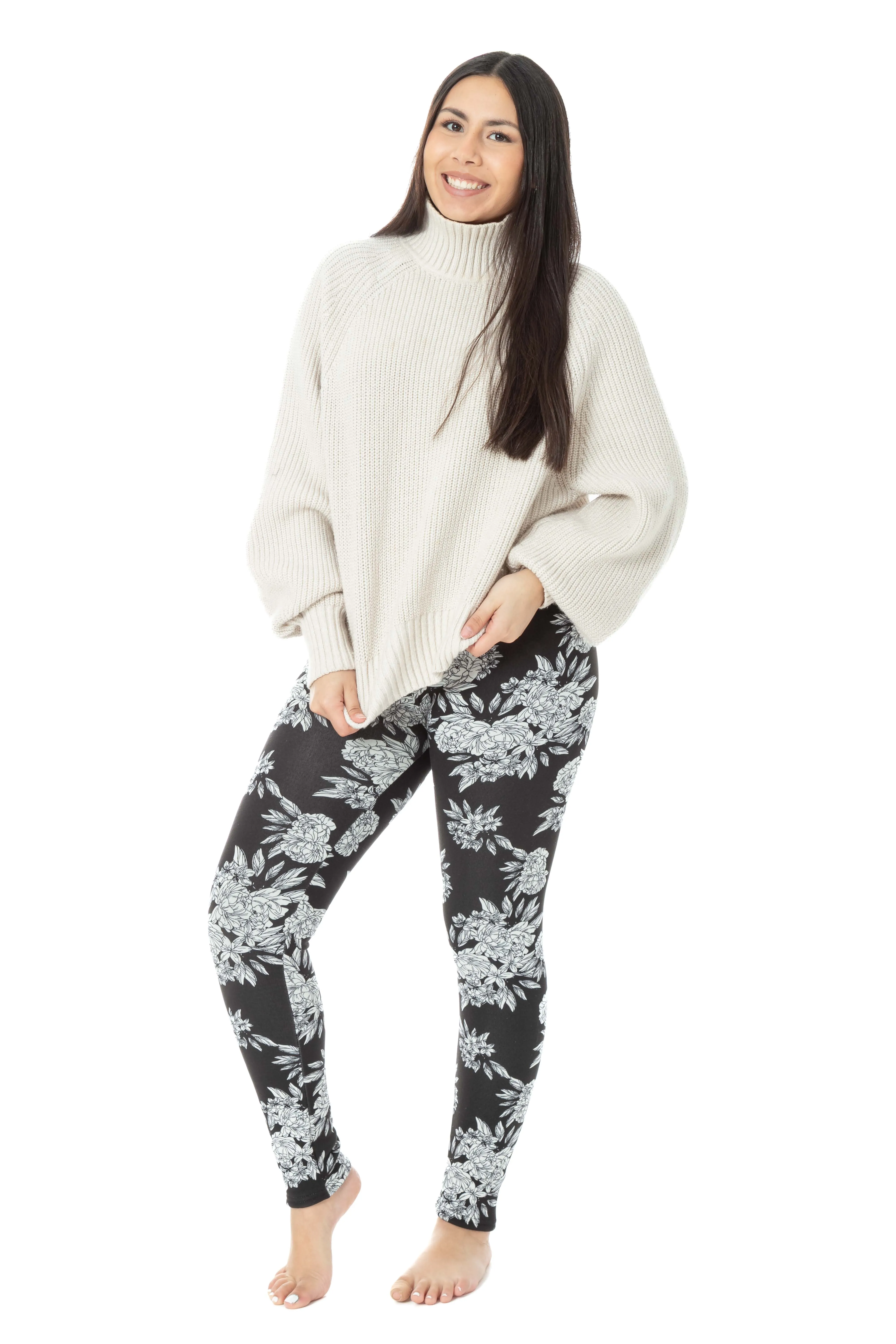 Black Floral - Cozy Lined Leggings sold by Just Cozy product image thumbnail 2