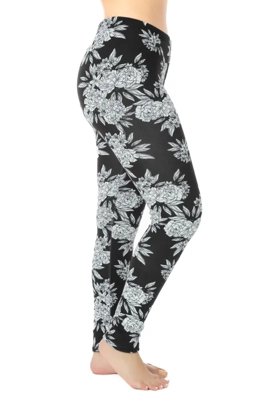 Black Floral - Cozy Lined Leggings made by Just Cozy