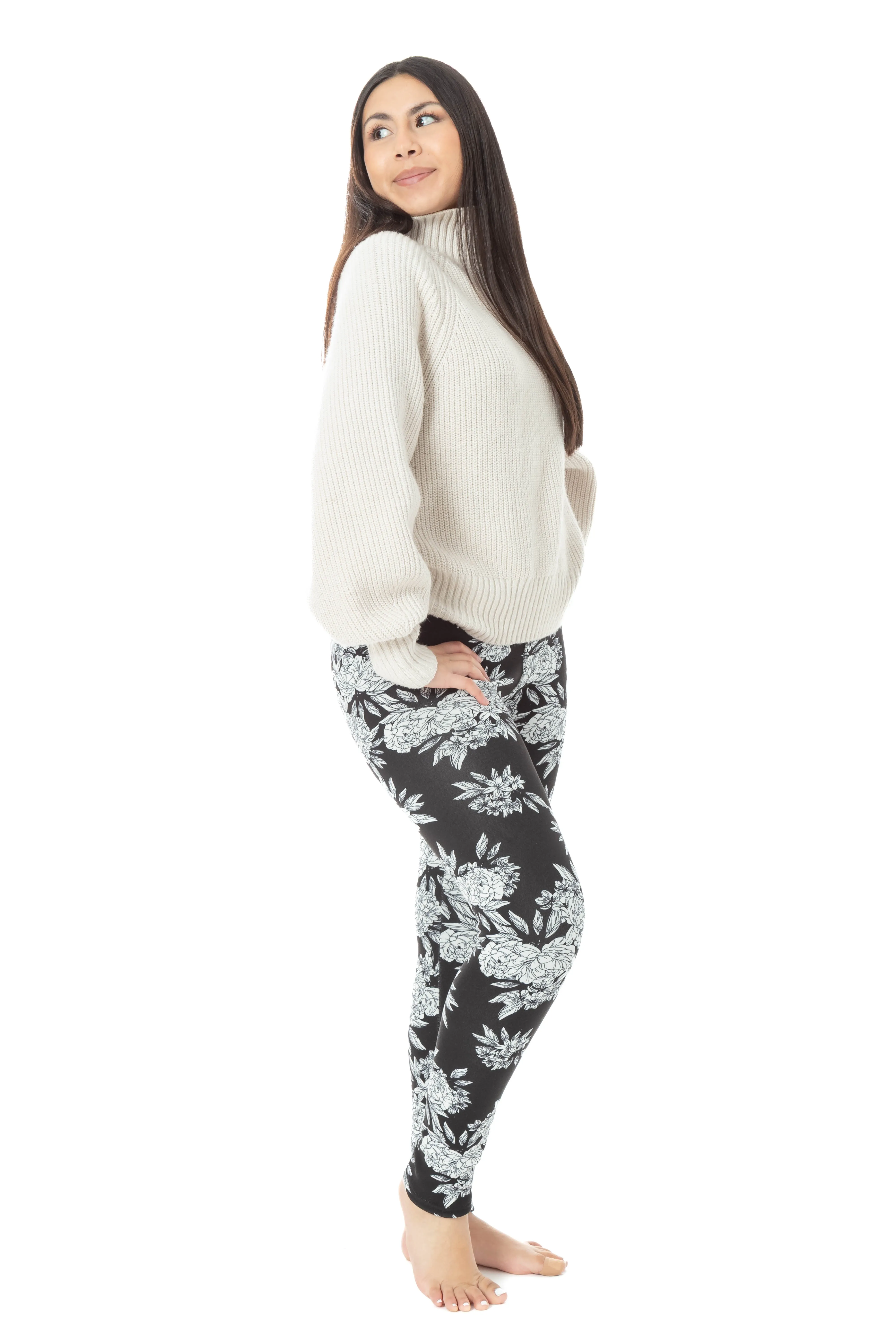 Black Floral - Cozy Lined Leggings sold by Just Cozy product image thumbnail 4