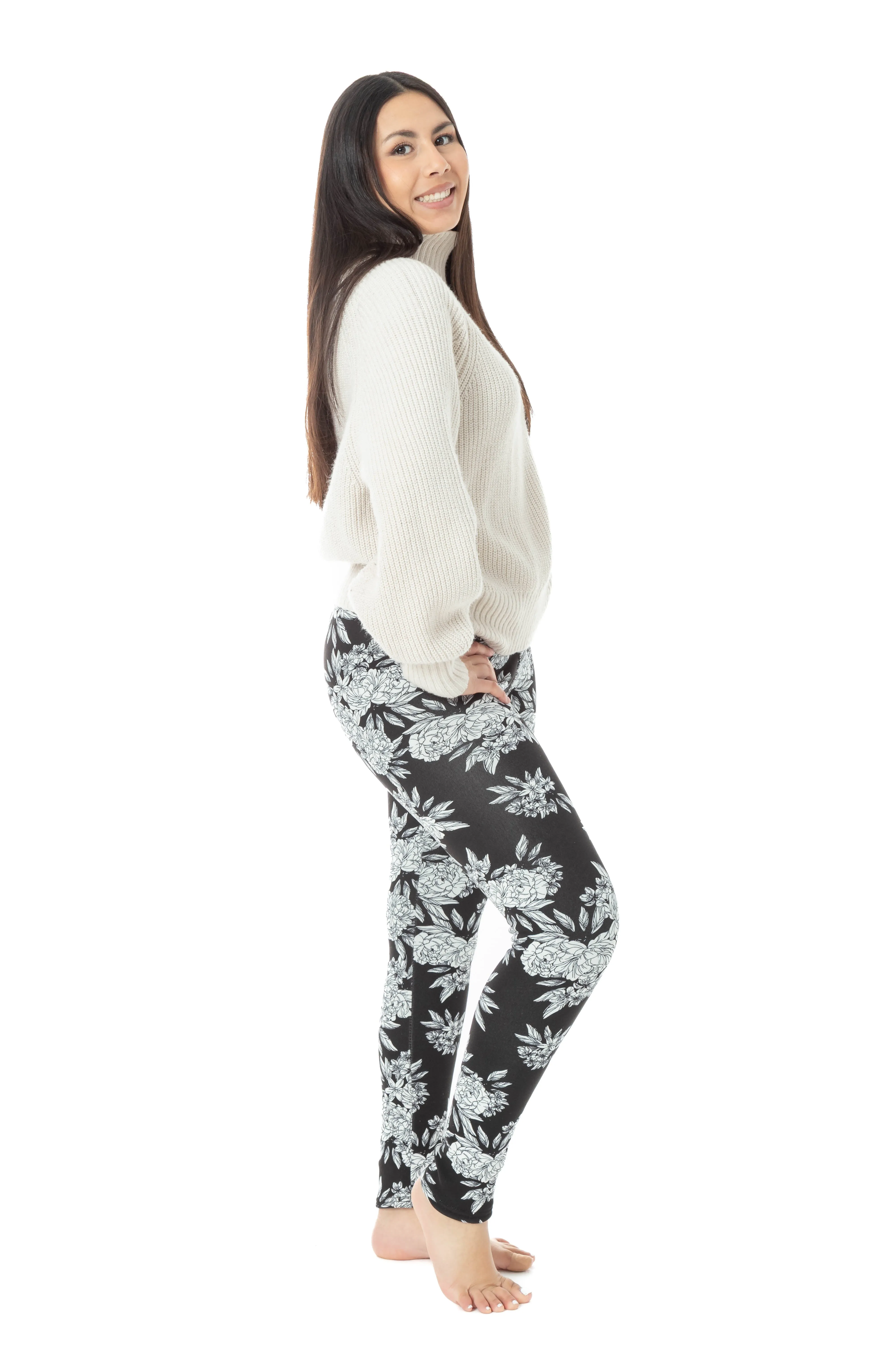 Black Floral - Cozy Lined Leggings sold by Just Cozy product image thumbnail 3
