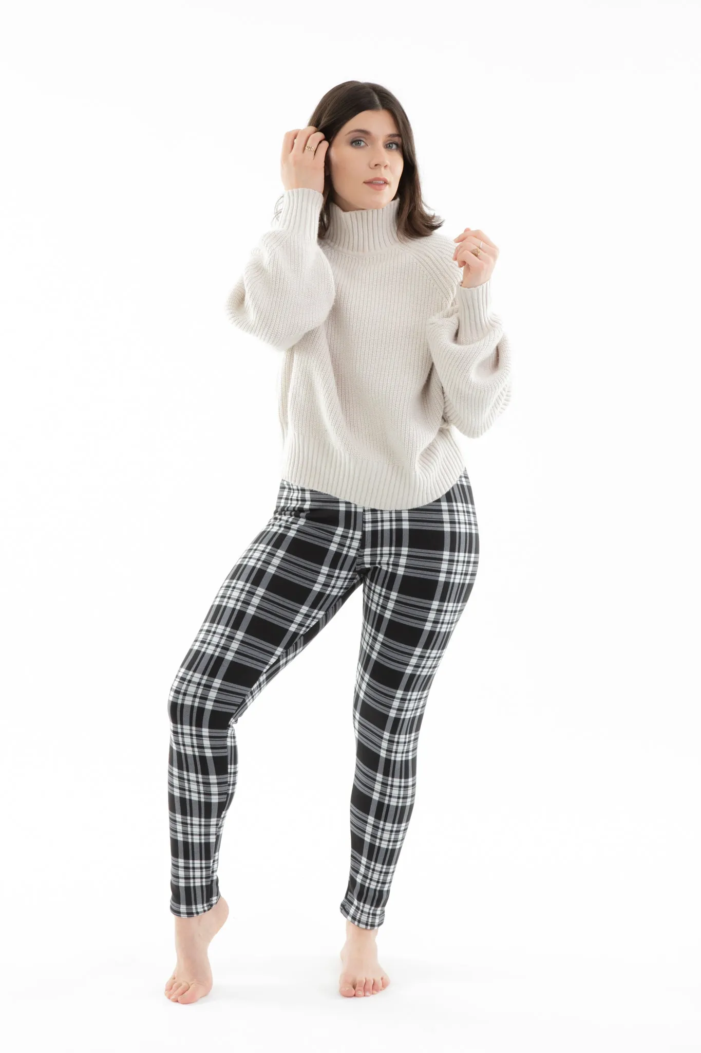 B&W Plaid - Cozy Lined Leggings sold by Just Cozy product image thumbnail 4
