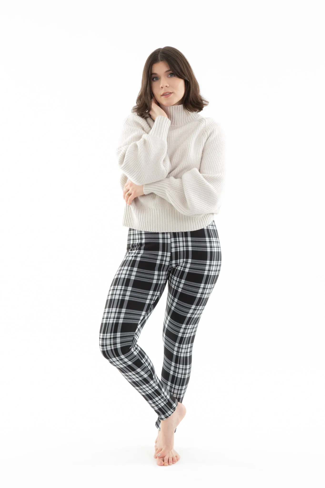 B&W Plaid - Cozy Lined Leggings sold by Just Cozy product image thumbnail 3