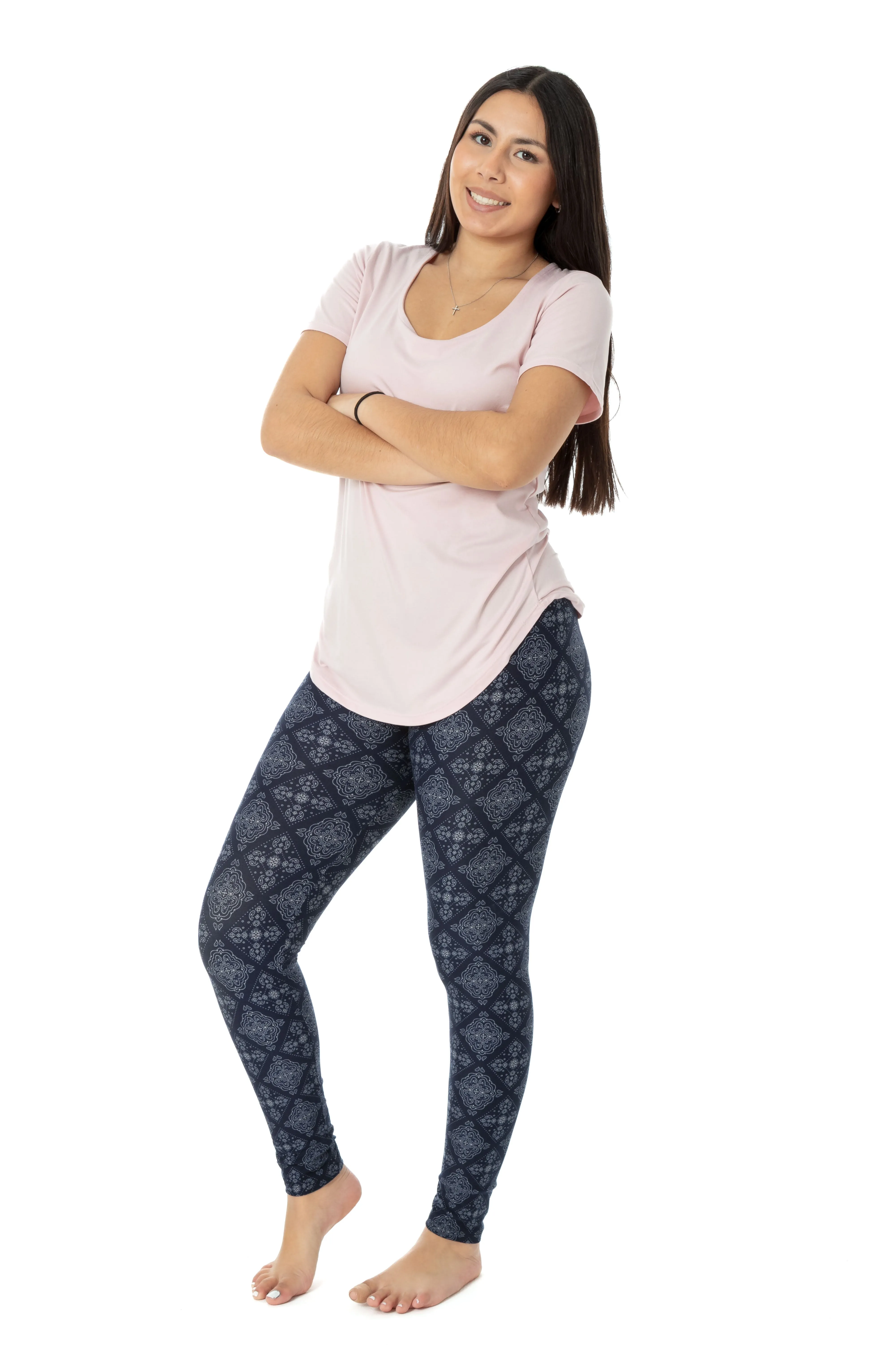 Navy Damask - All Season Leggings sold by Just Cozy product image thumbnail 4