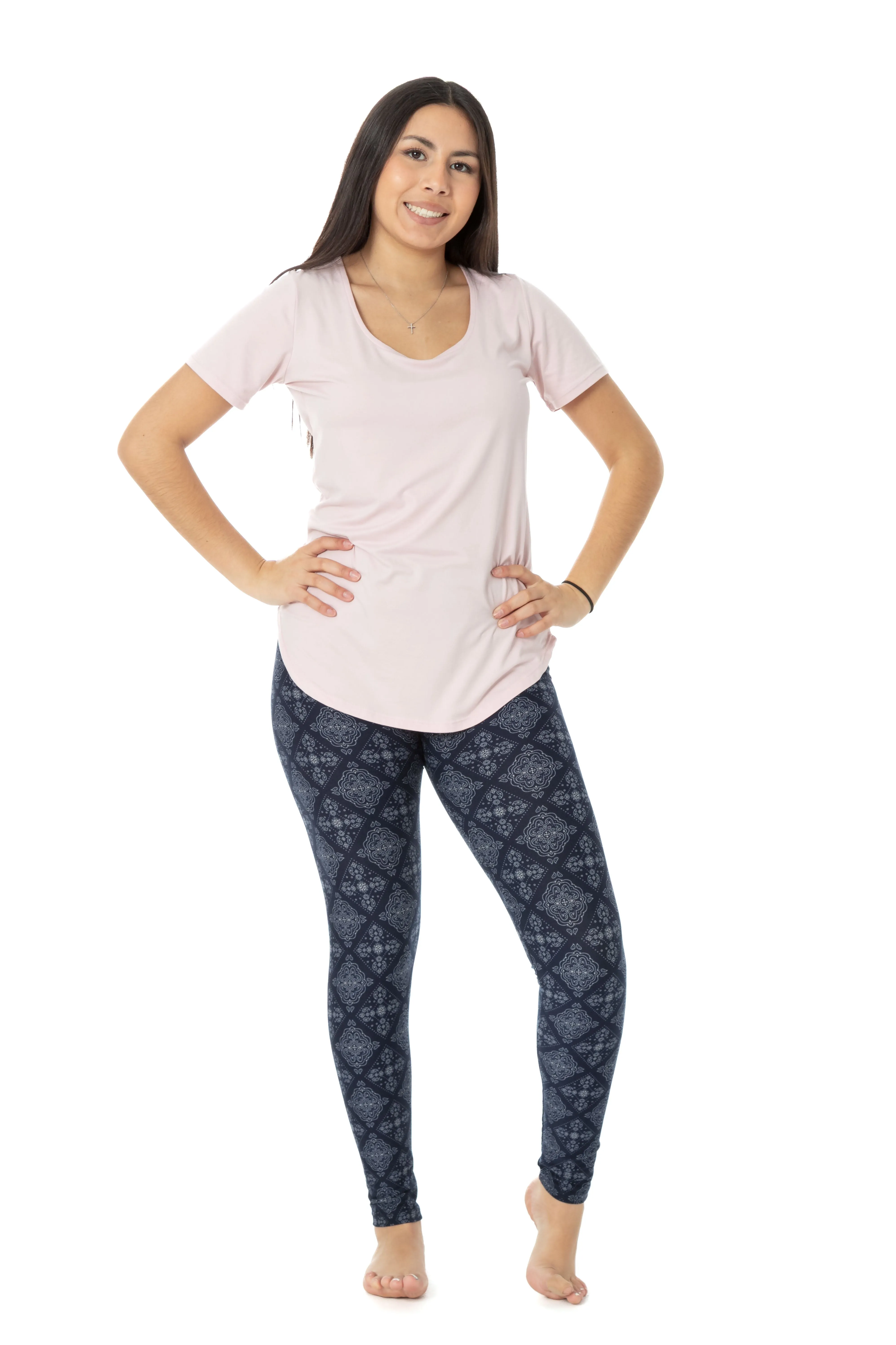 Navy Damask - All Season Leggings sold by Just Cozy product image thumbnail 3
