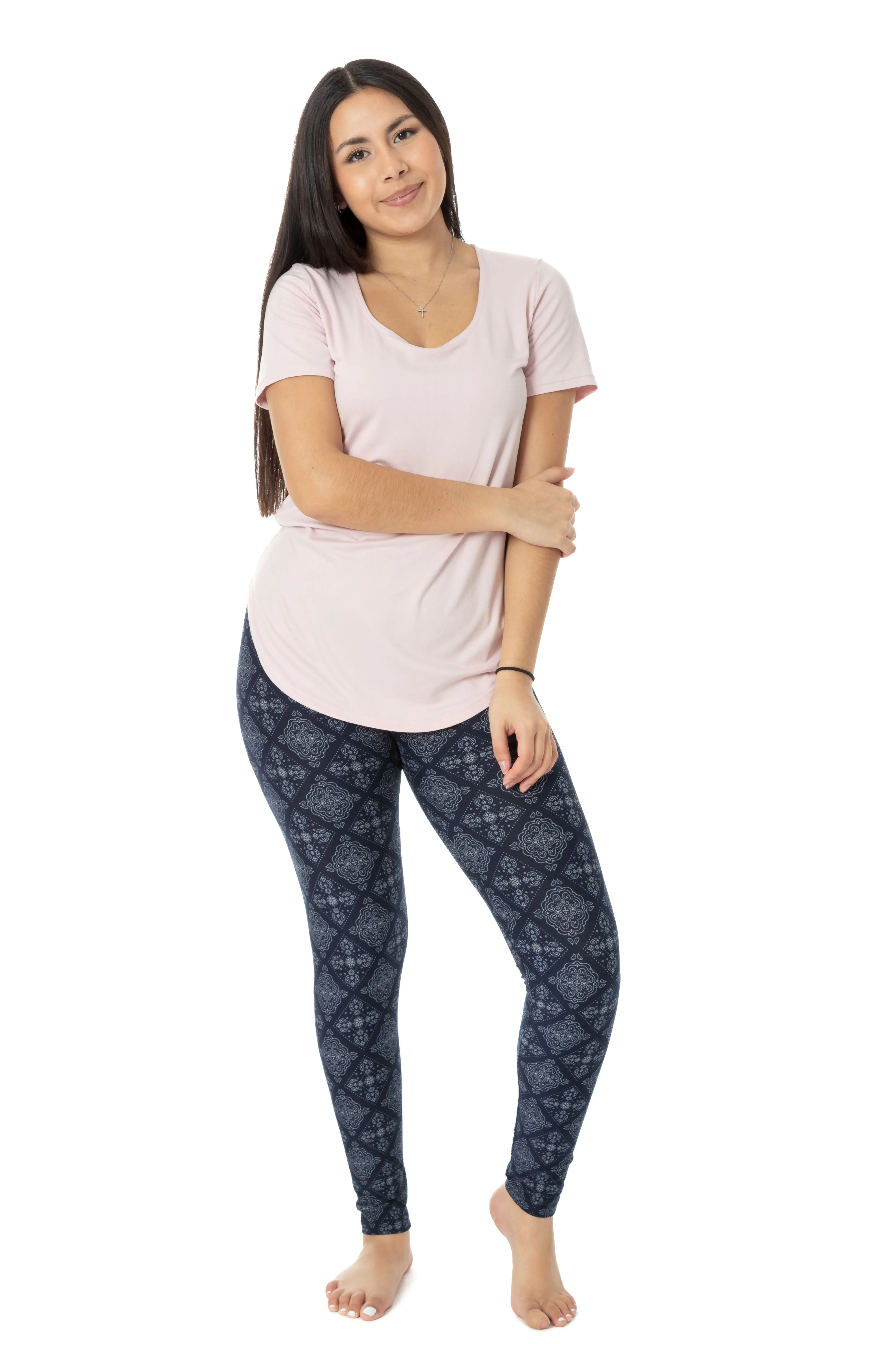 Navy Damask - All Season Leggings sold by Just Cozy product image thumbnail 5