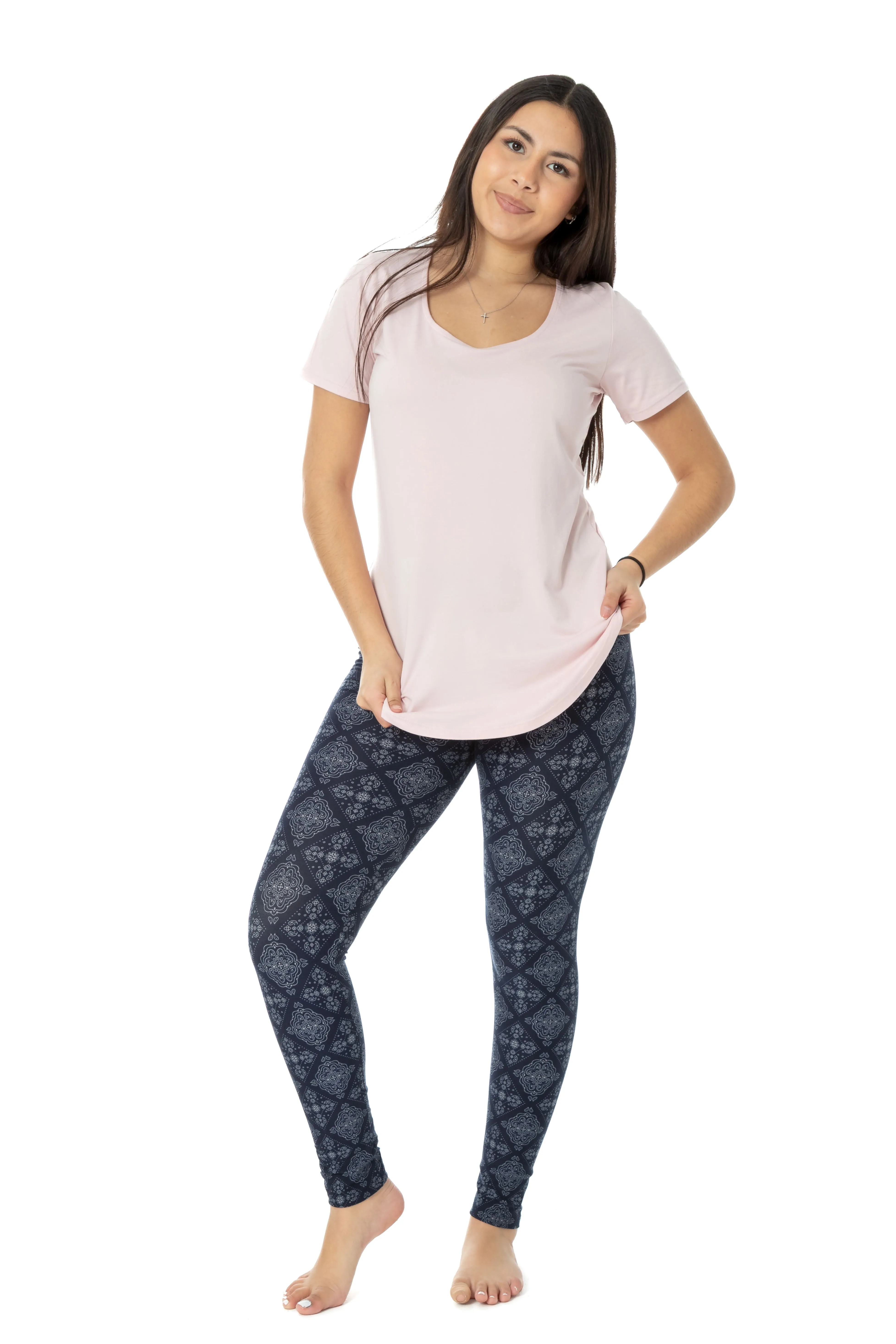 Navy Damask - All Season Leggings sold by Just Cozy product image thumbnail 2