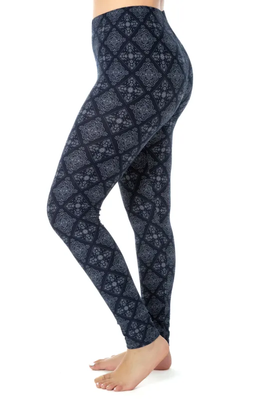 Navy Damask - All Season Leggings made by Just Cozy