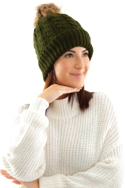 Green - Cozy Lined Hat sold by Just Cozy