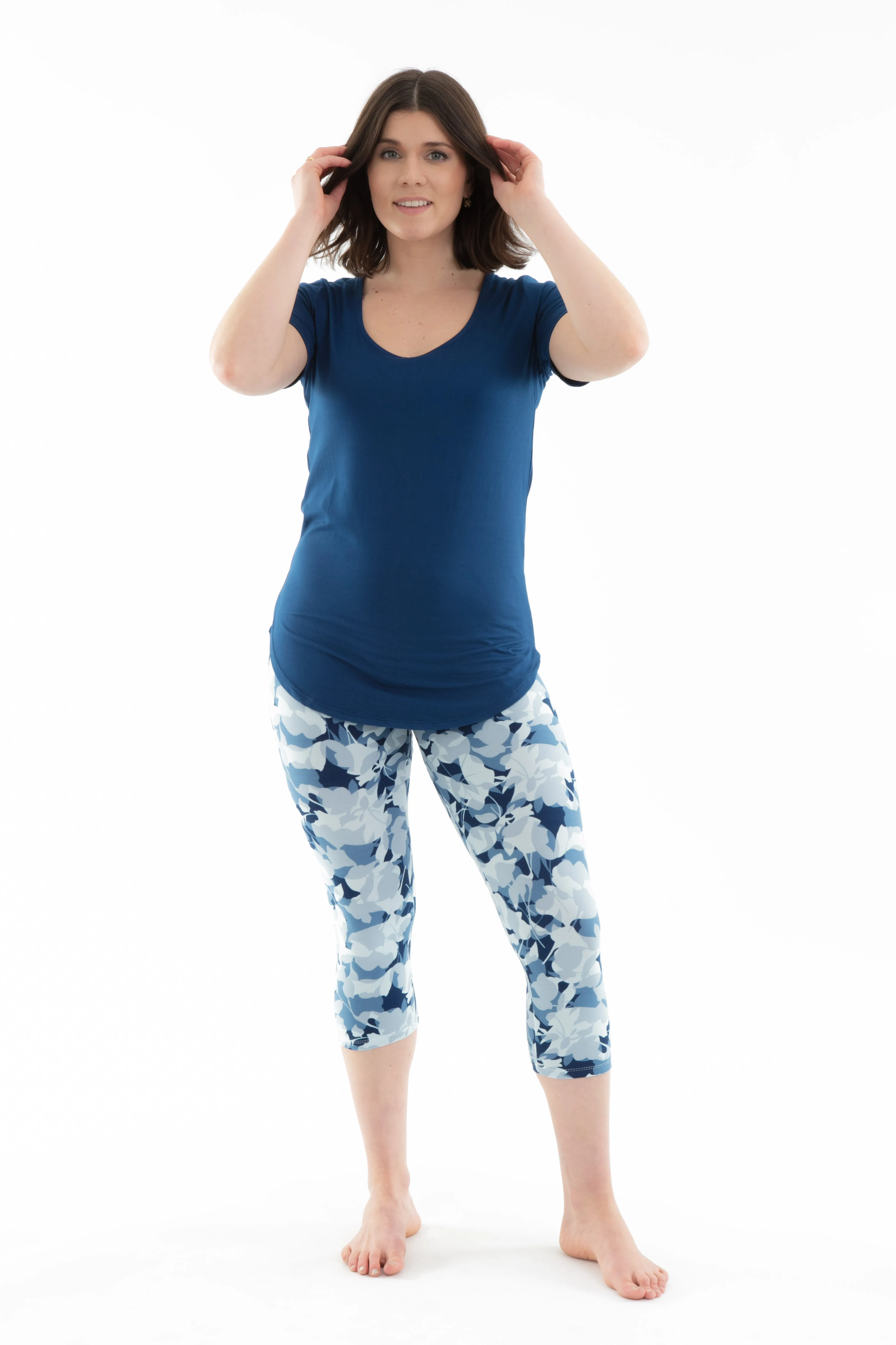 Blue Floral - Capris sold by Just Cozy product image thumbnail 3