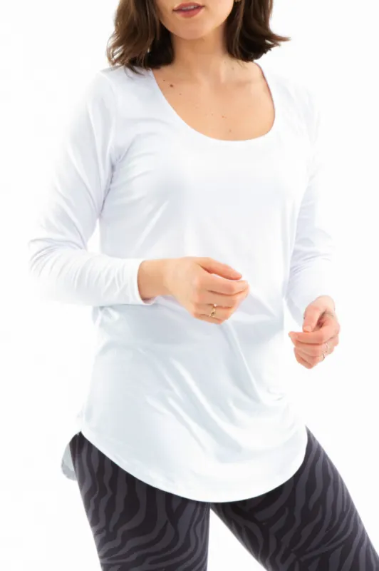 White - Long Sleeve Tunic Top sold by Just Cozy