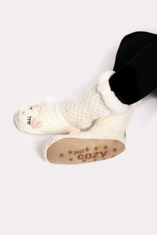 White & Pink - Cozy Slipper Socks sold by Just Cozy