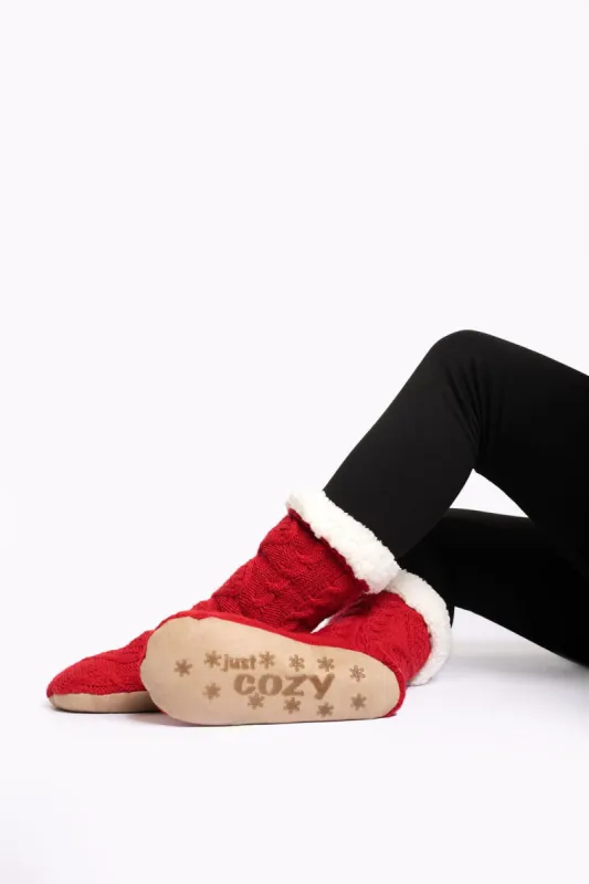 Red - Cozy Slipper Socks sold by Just Cozy