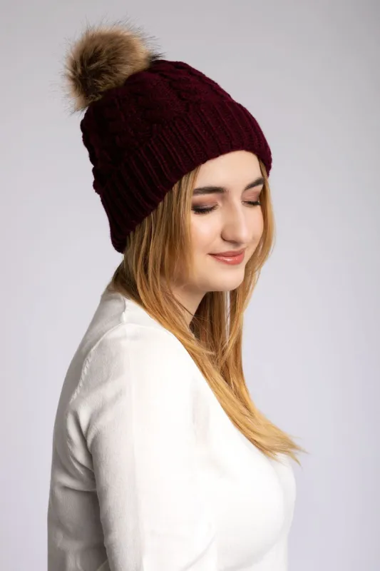 Maroon - Cozy Lined Hat sold by Just Cozy