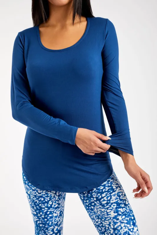 Blue - Long Sleeve Tunic Top sold by Just Cozy