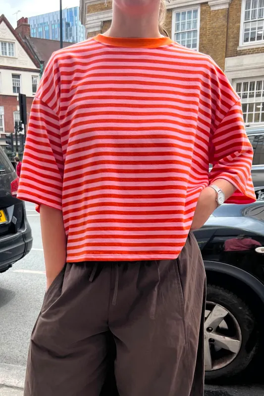 Else Striped Tee -Orange/Pink made by Ost London