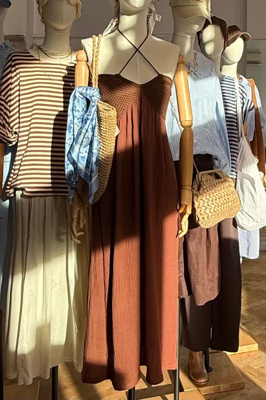 Elenor Dress -Brown made by Ost London