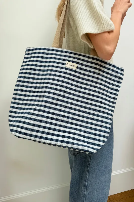 Gingham Bag -Blue made by Ost London