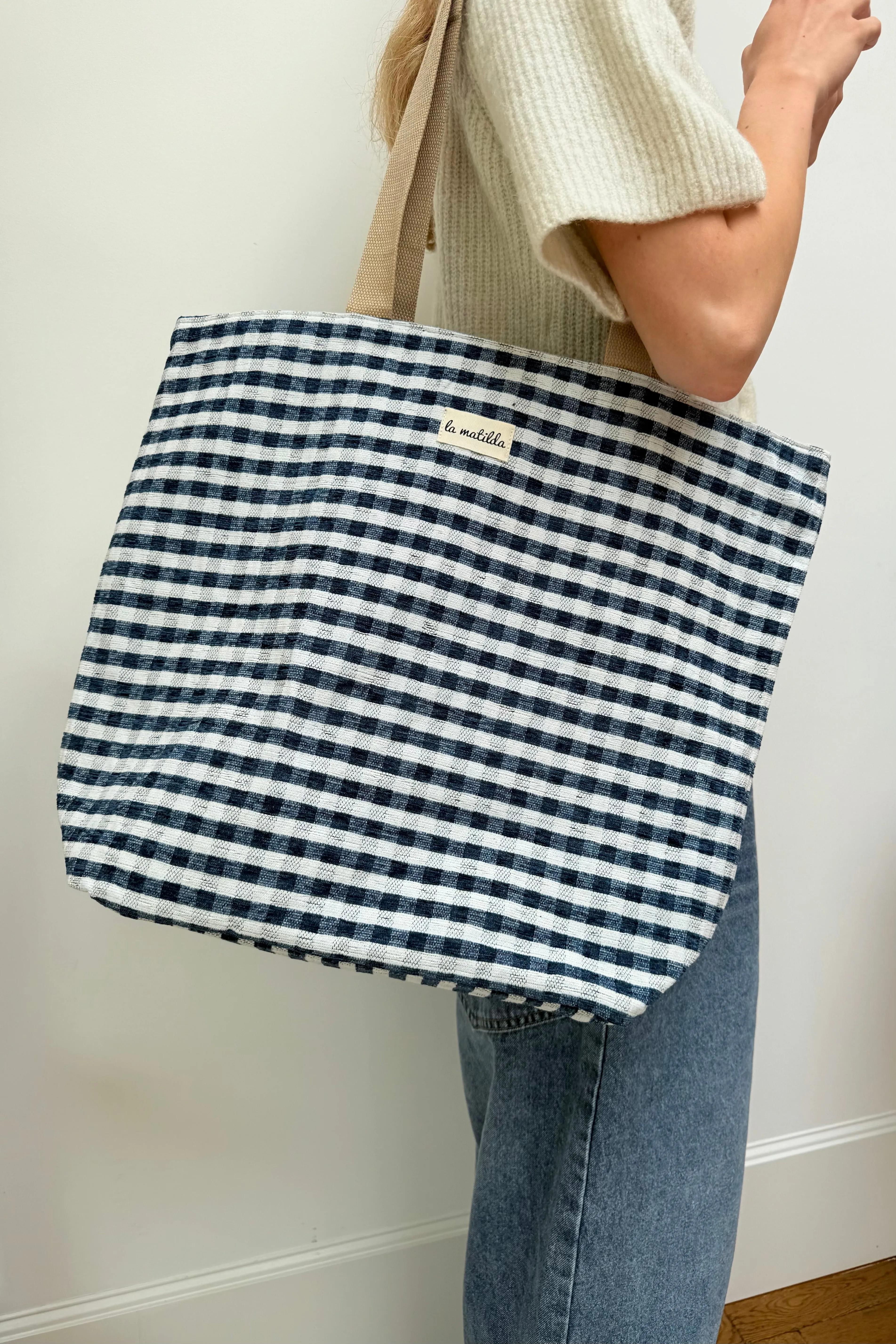 Gingham Bag -Blue sold by Ost London
