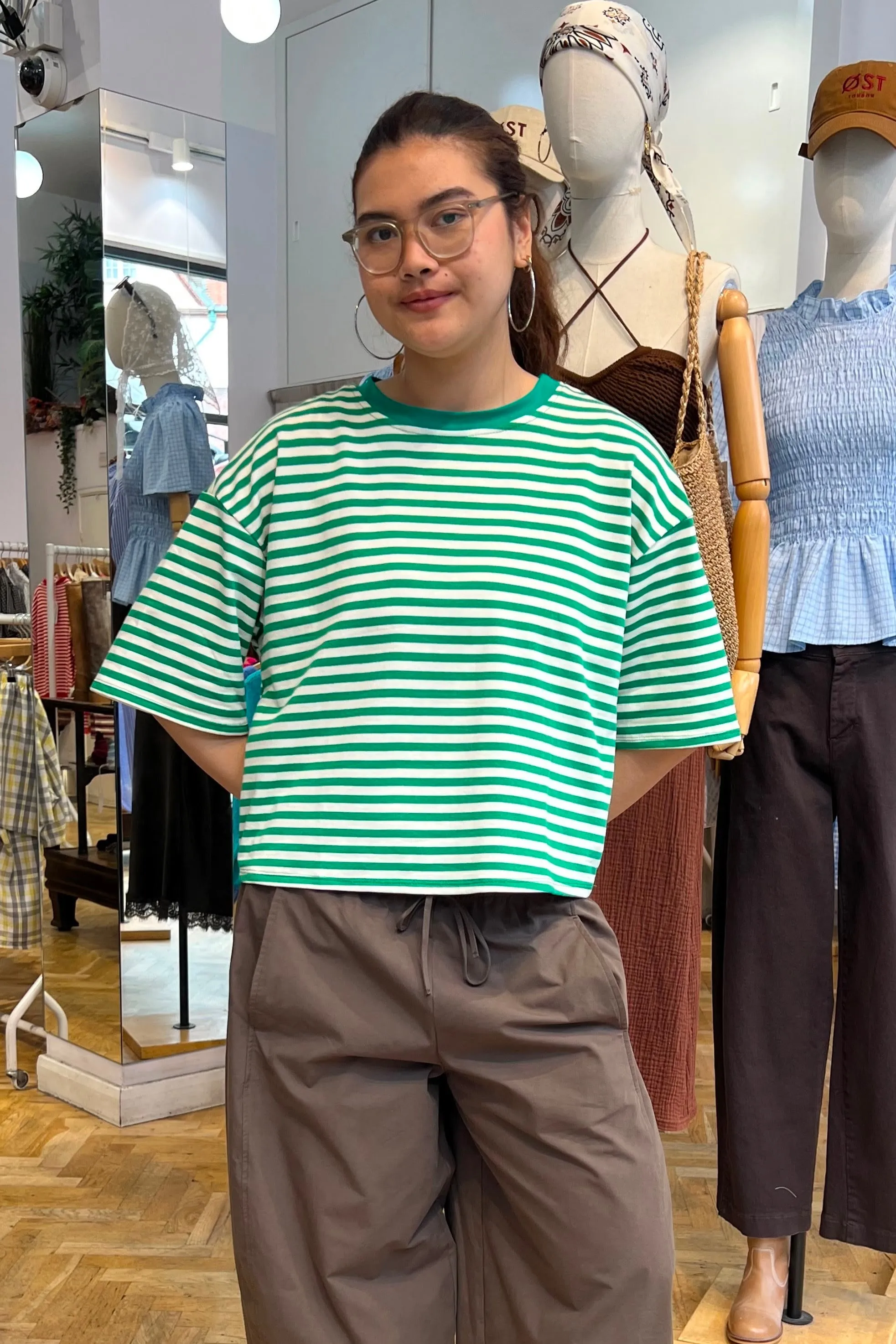 Else Striped Tee -Green/White sold by Ost London