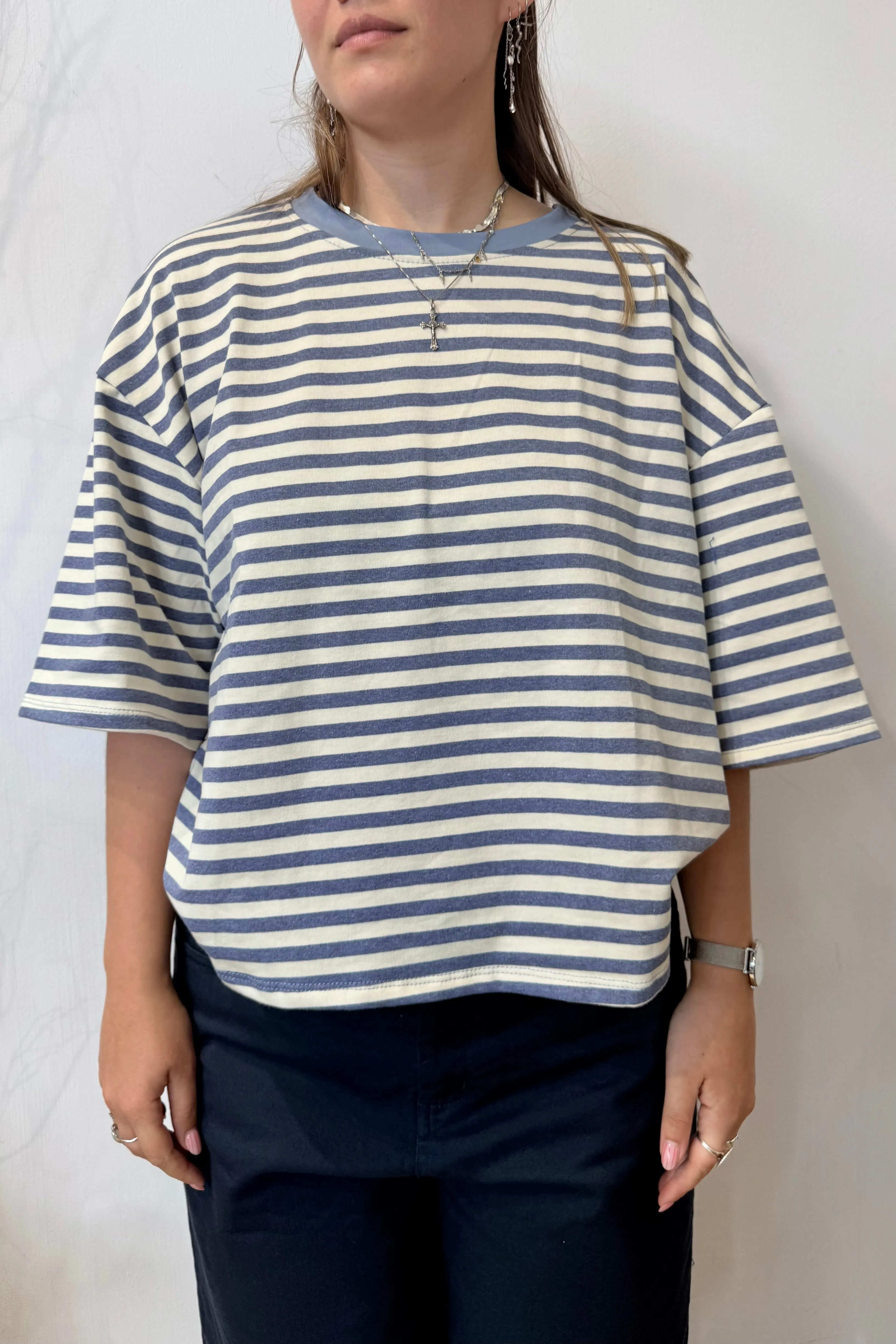 Else Striped Tee -Denim/White sold by Ost London product image thumbnail 2