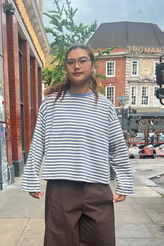 Anna Crewneck -White/Denim made by Ost London