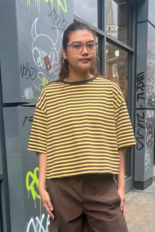 Else Striped Tee -Brown/Yellow made by Ost London