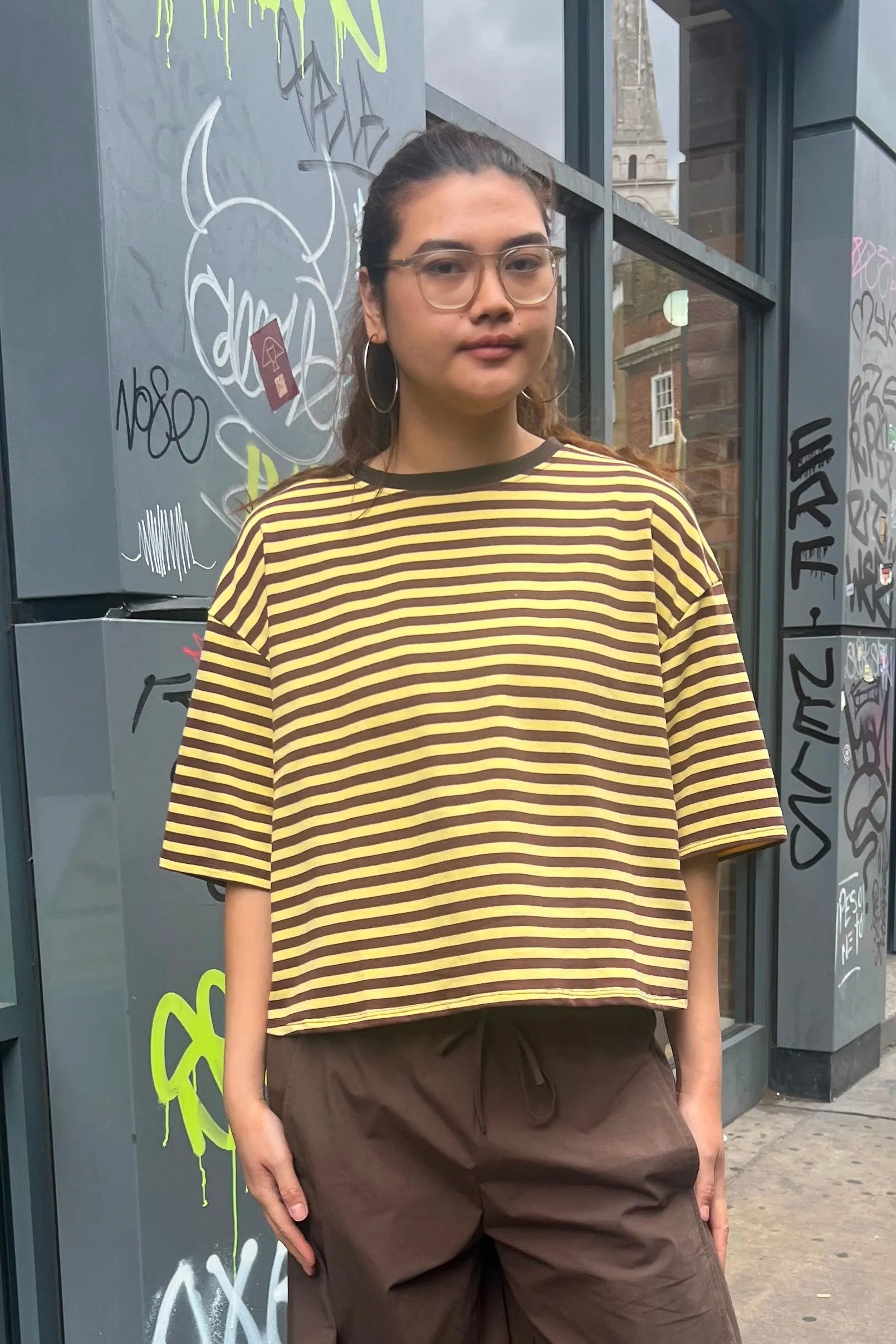 Else Striped Tee -Brown/Yellow sold by Ost London