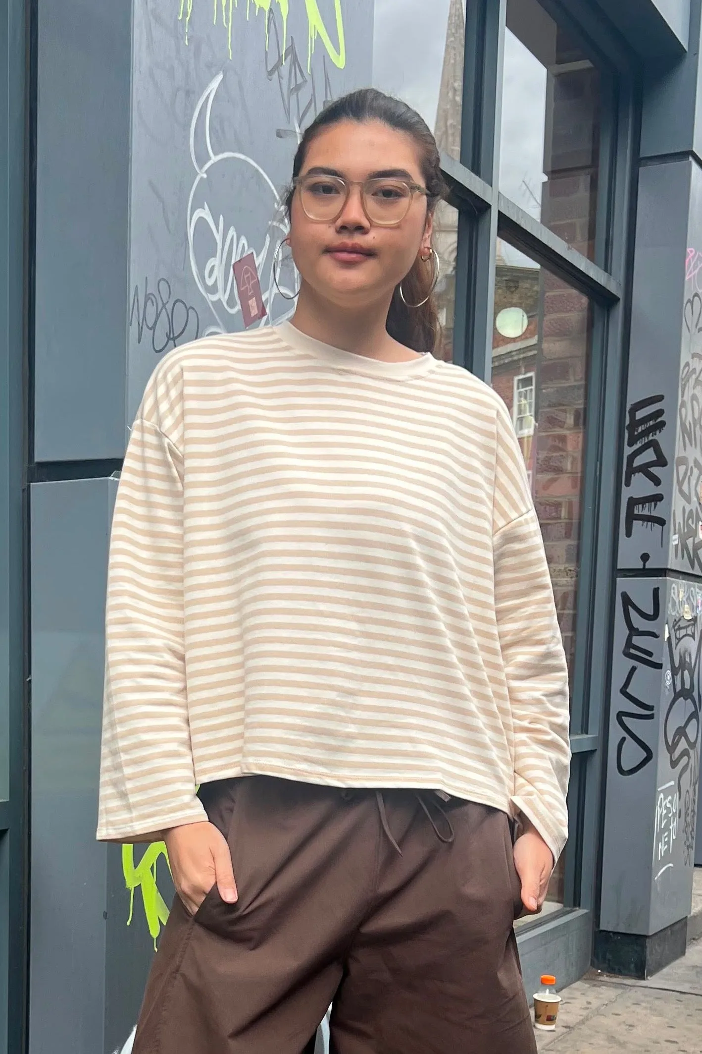 Anna Crewneck -White/Beige sold by Ost London
