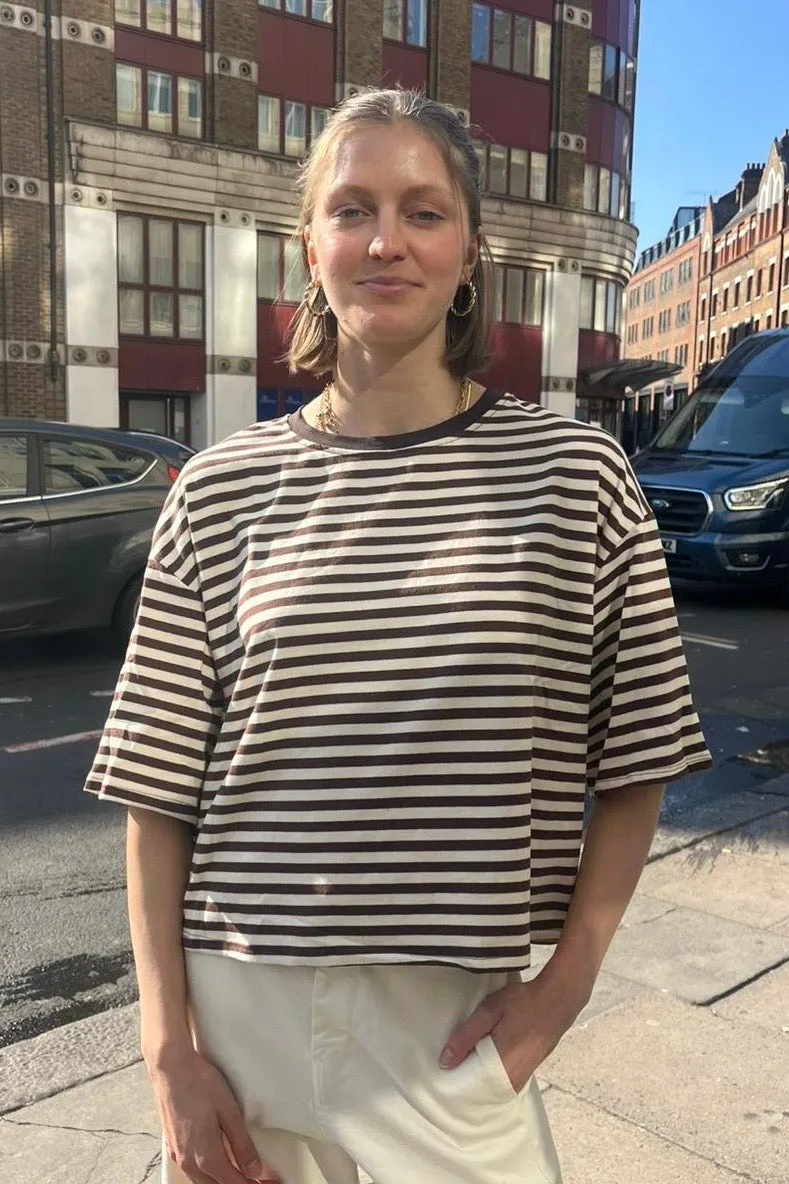Else Striped T-Shirt -Brown sold by Ost London