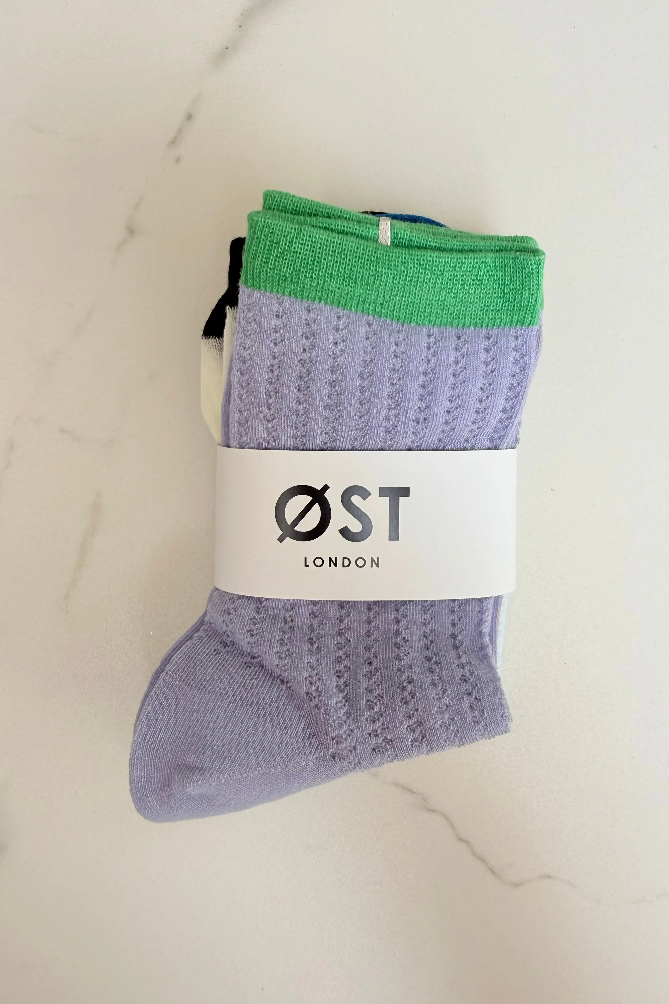 Karoline Cotton Socks -Lilac/Blue/White sold by Ost London product image thumbnail 2