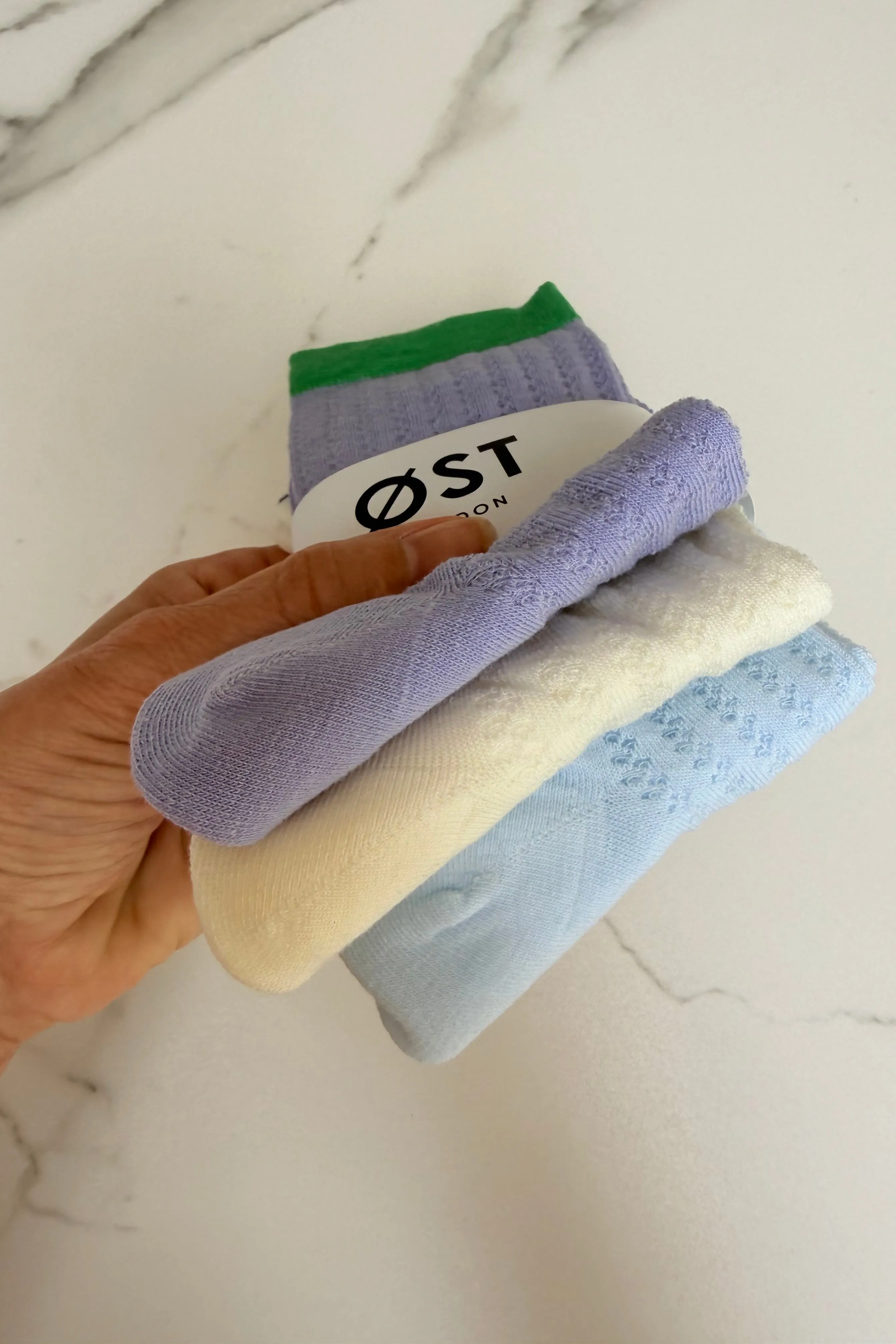 Karoline Cotton Socks -Lilac/Blue/White sold by Ost London product image thumbnail 3